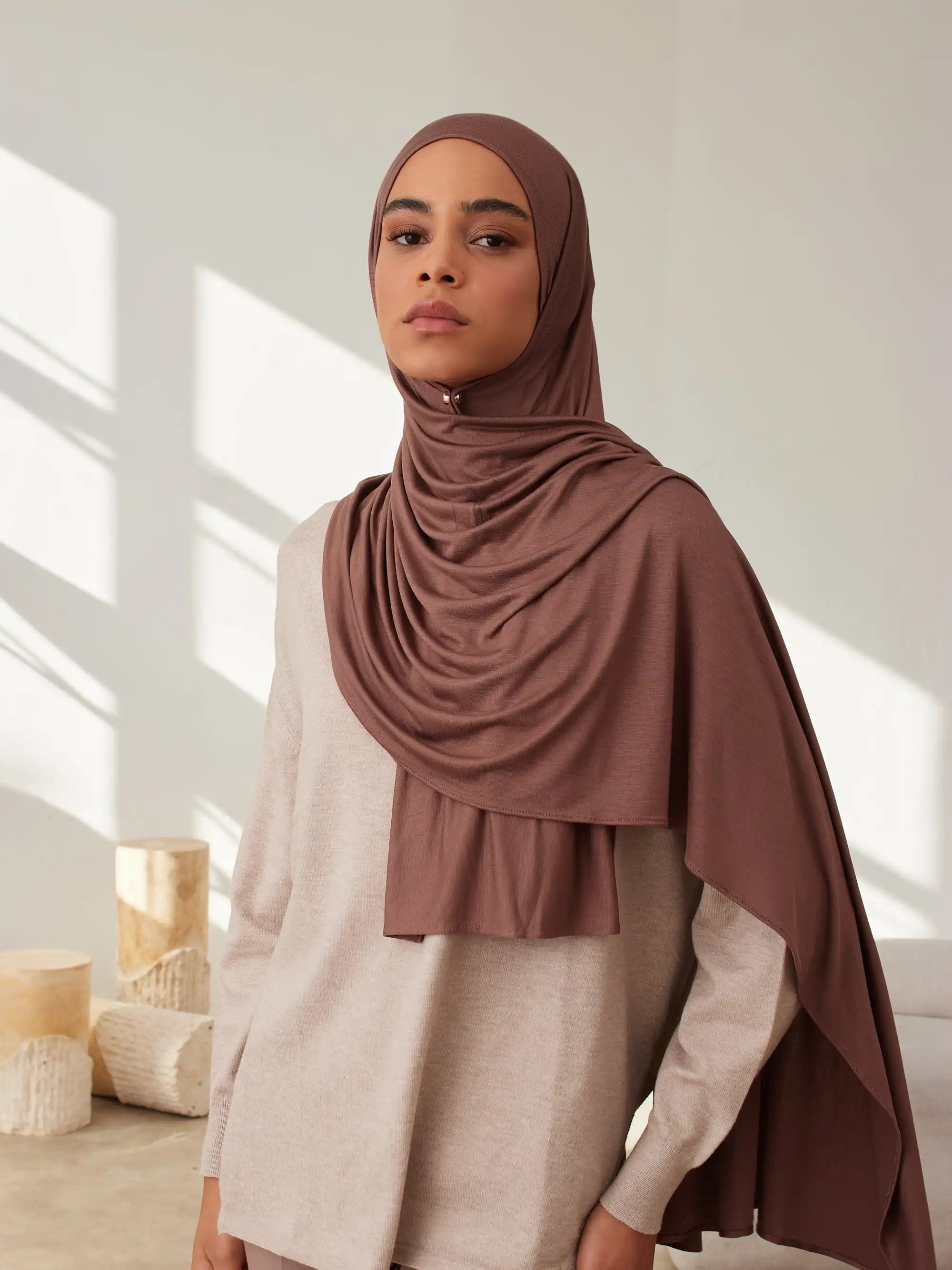 Small Jersey Light Hijab - Cappucino