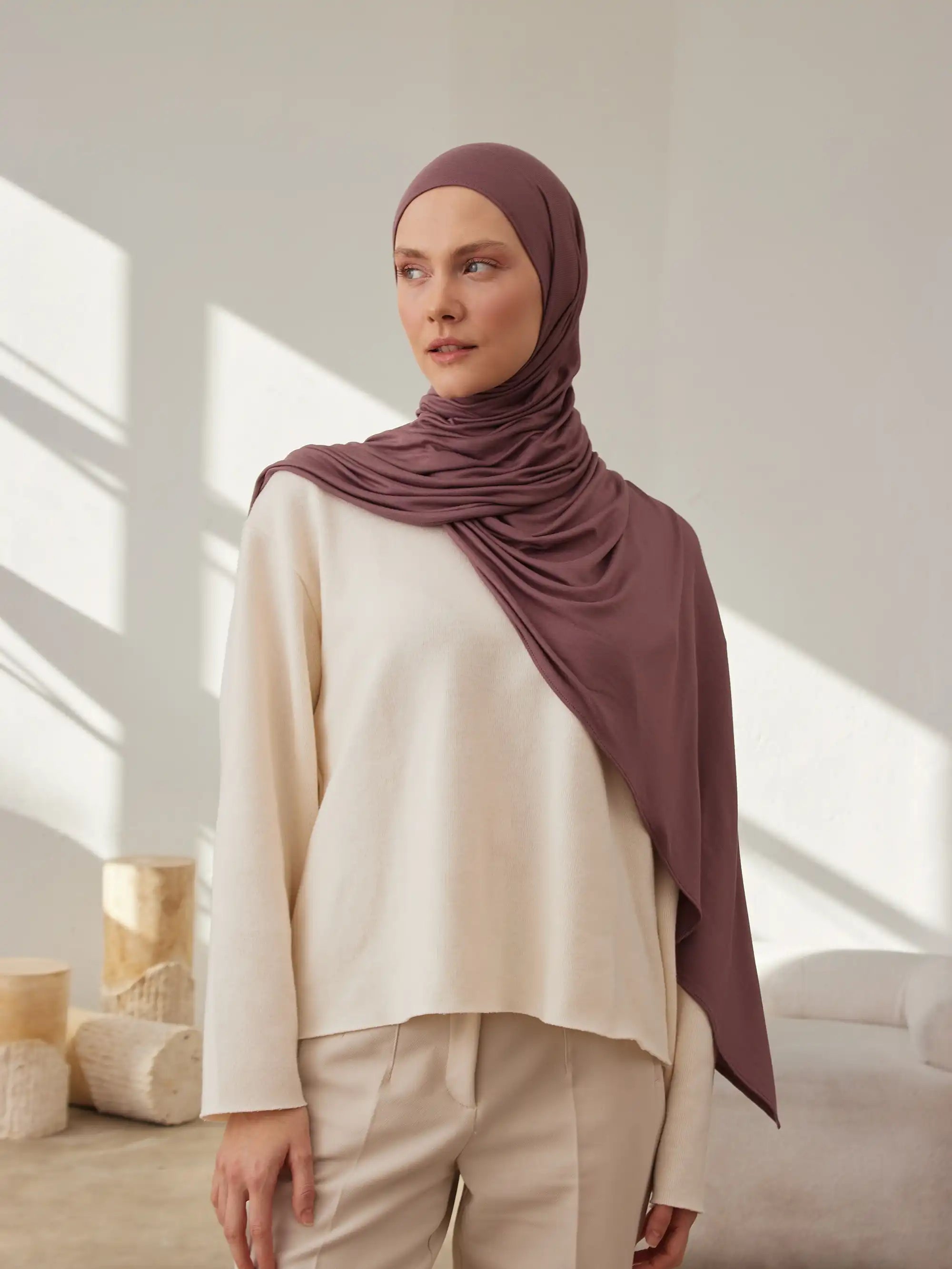 Small Jersey Light Hijab - Rose Taupe