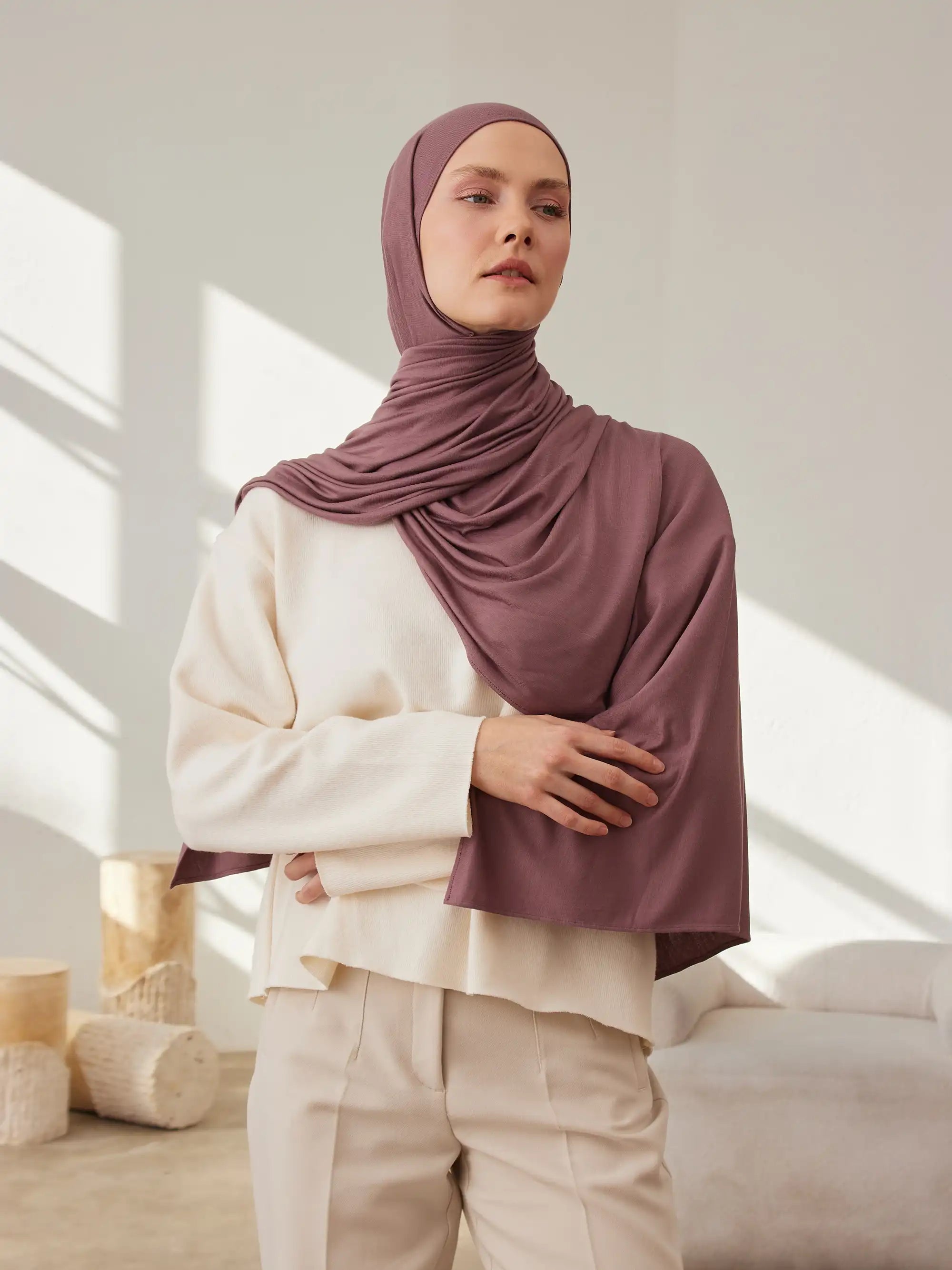 Small Jersey Light Hijab - Rose Taupe