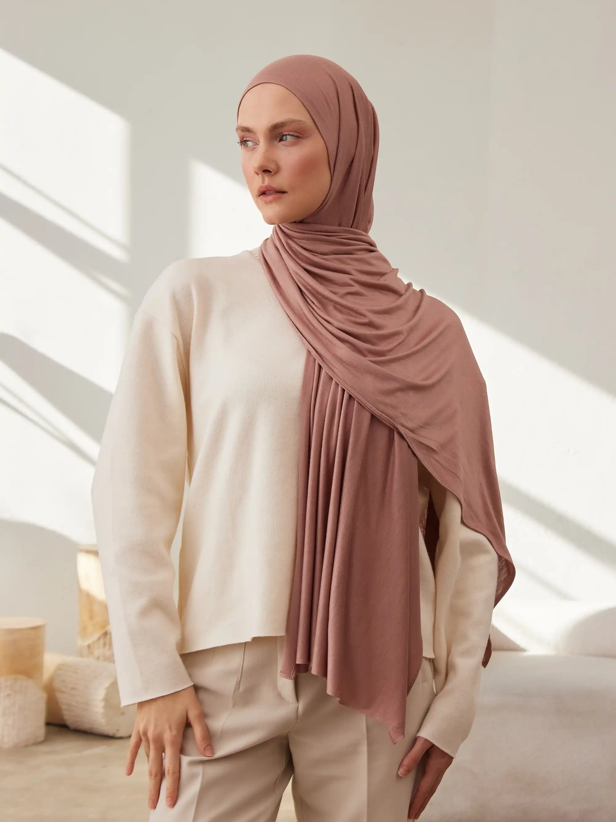 Jersey Light Hijab - Dusty Rose