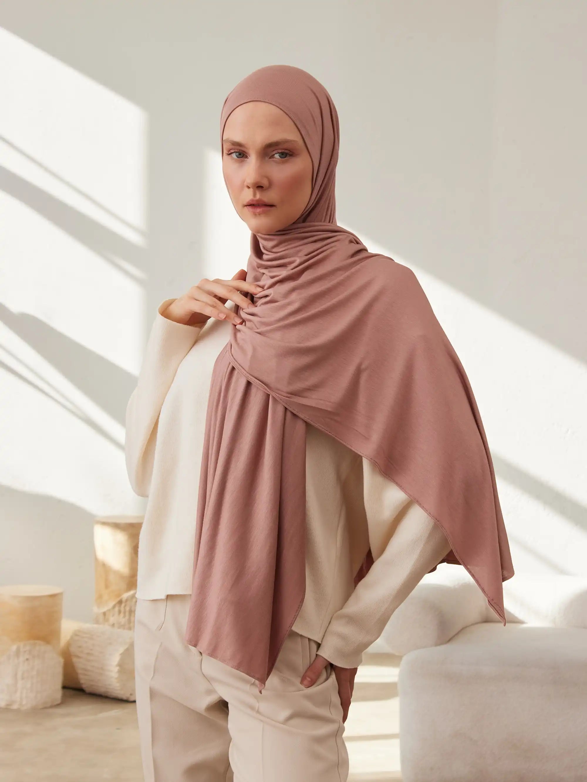 Jersey Light Hijab - Dusty Rose
