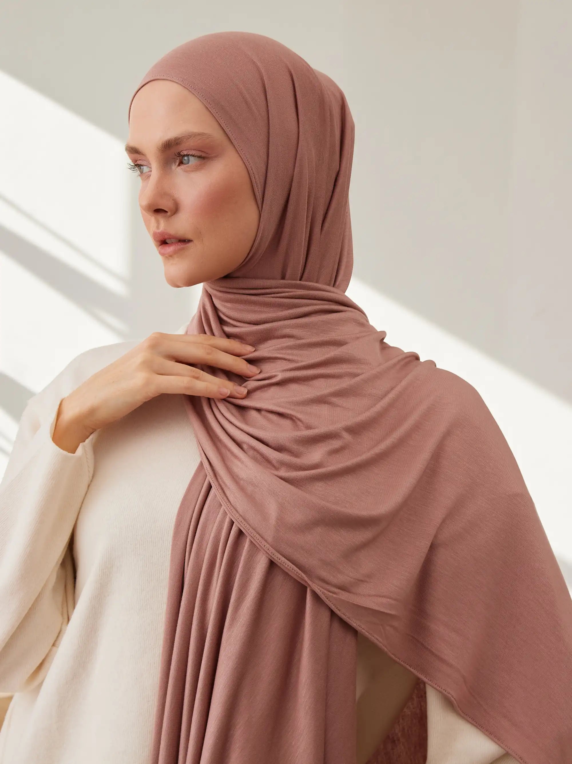 Jersey Light Hijab - Dusty Rose