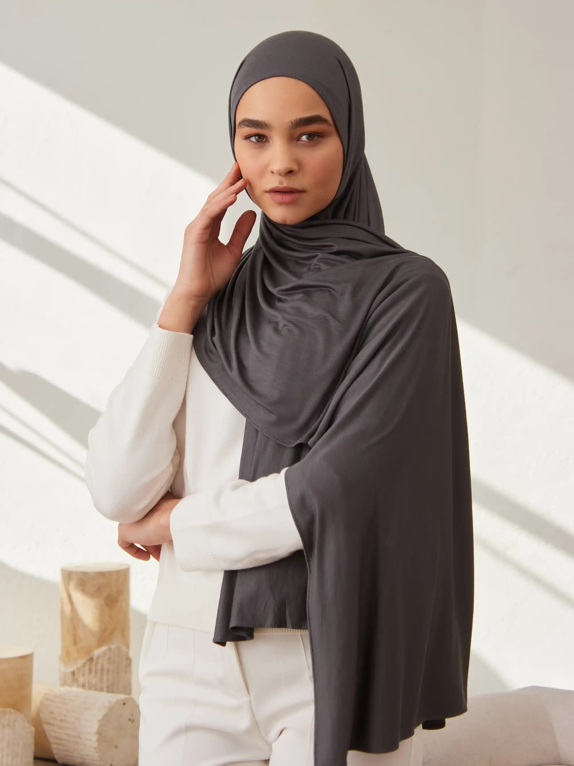 Jersey Light Hijab - Dark Grey