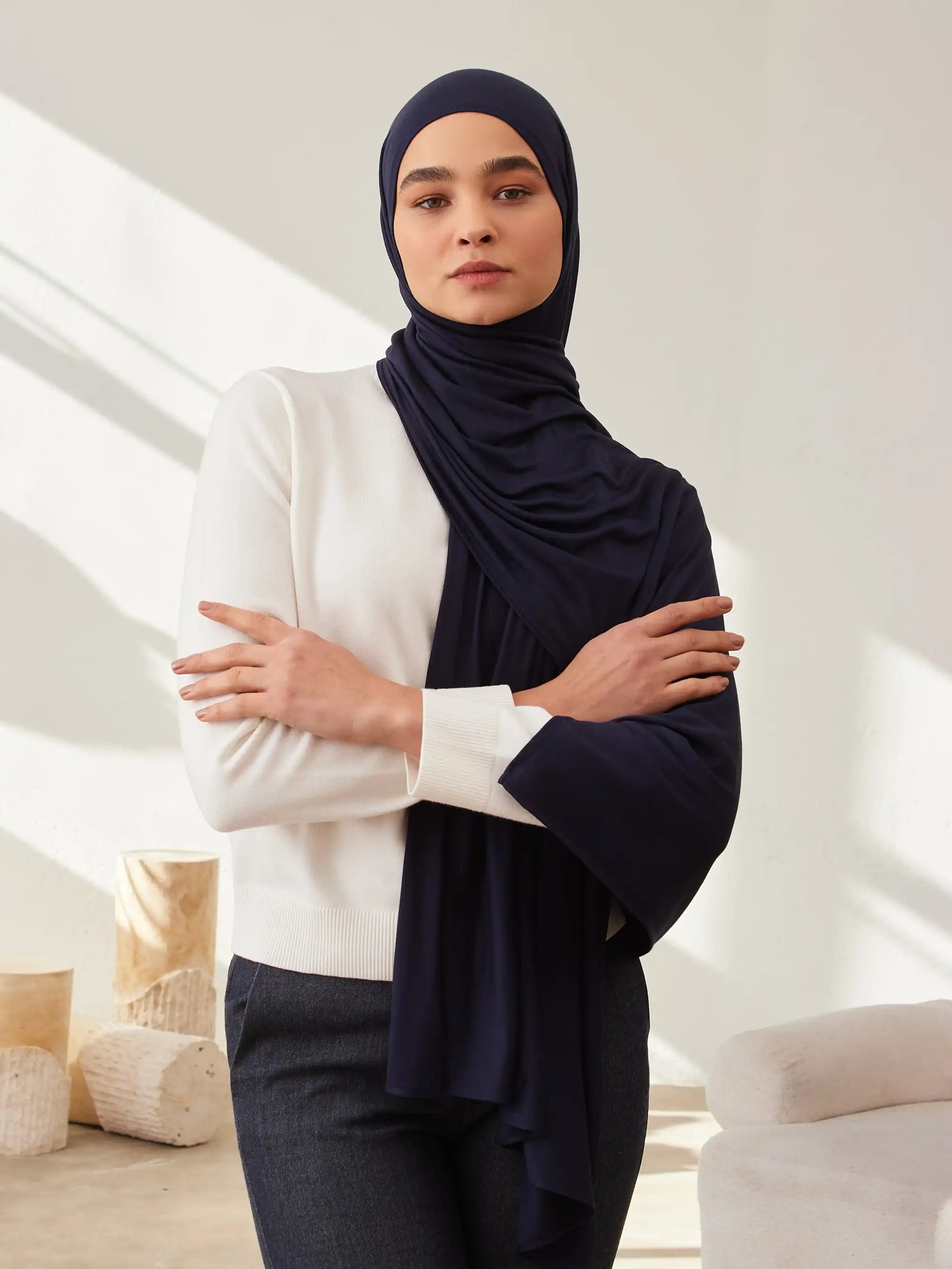 Jersey Light Hijab - Navy