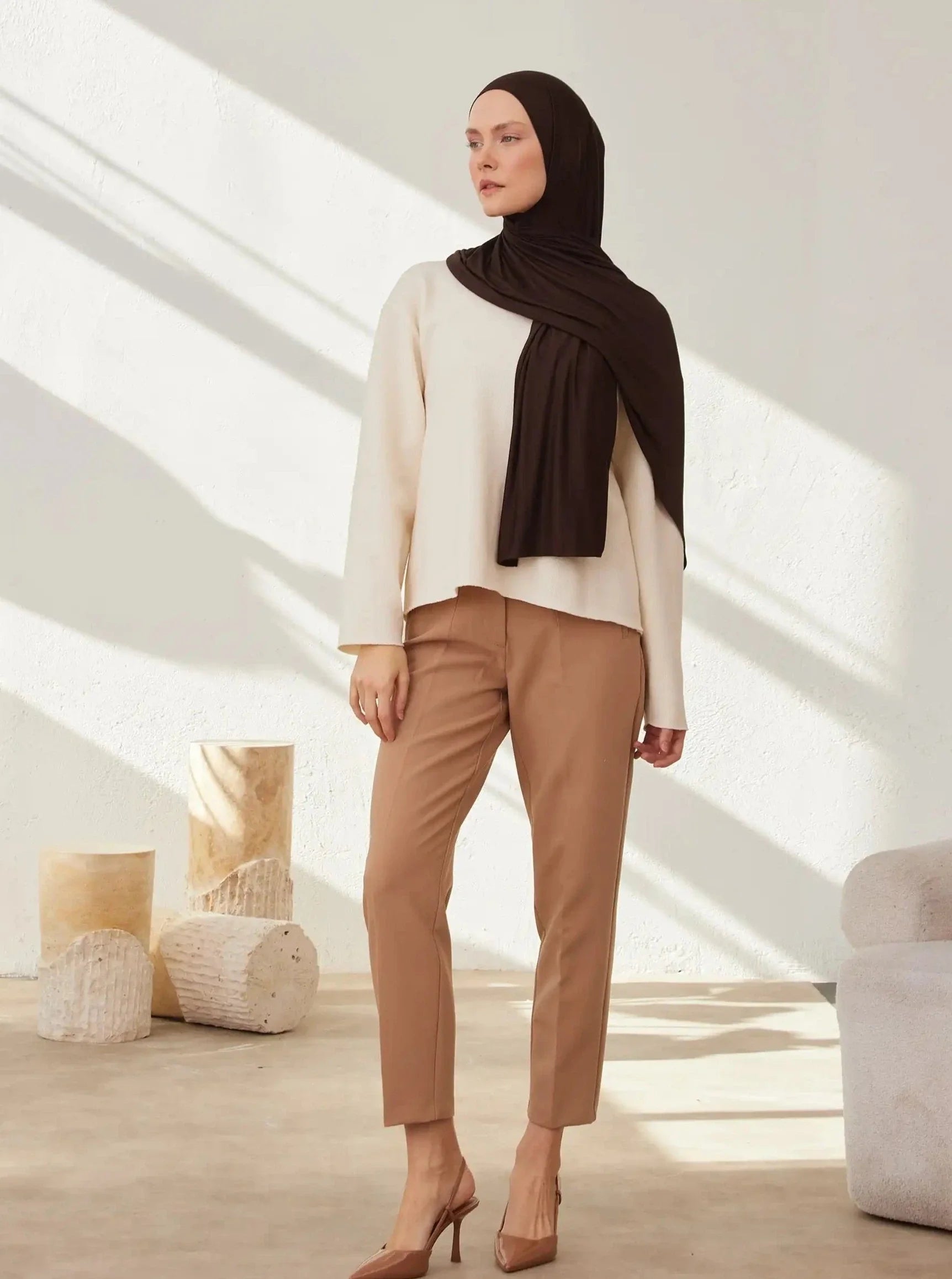 Jersey Light Hijab - Coffee Bean