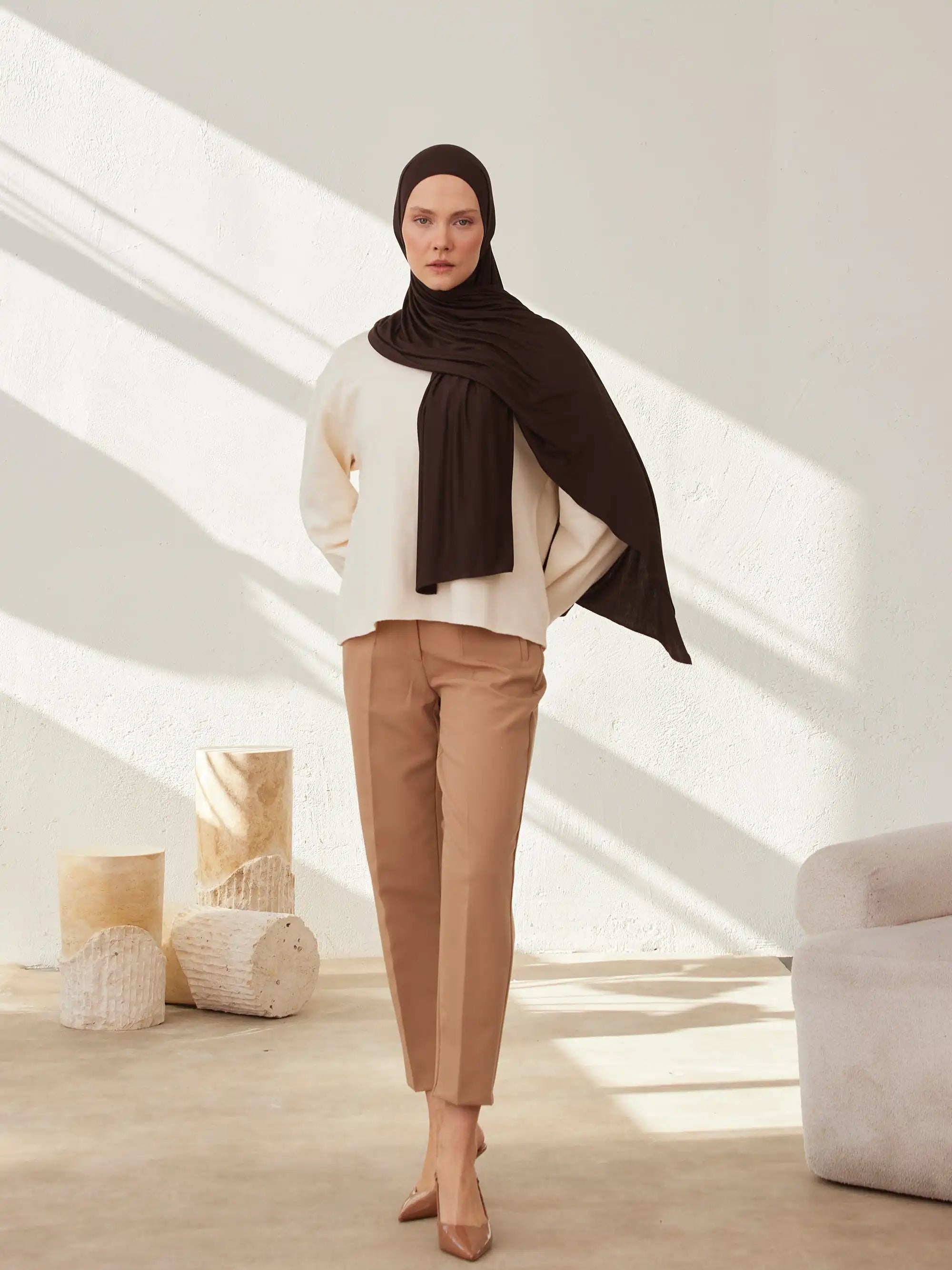 Jersey Light Hijab - Coffee Bean