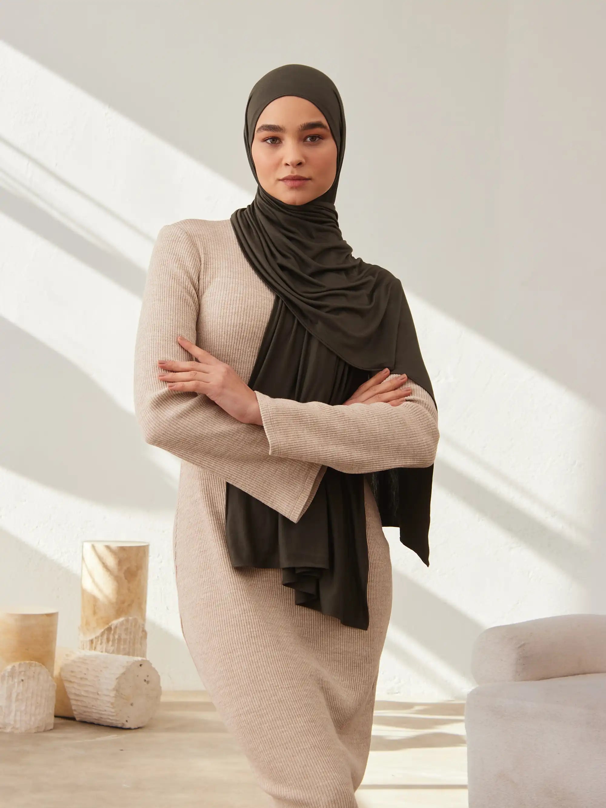 Small Jersey Light Hijab - Khaki