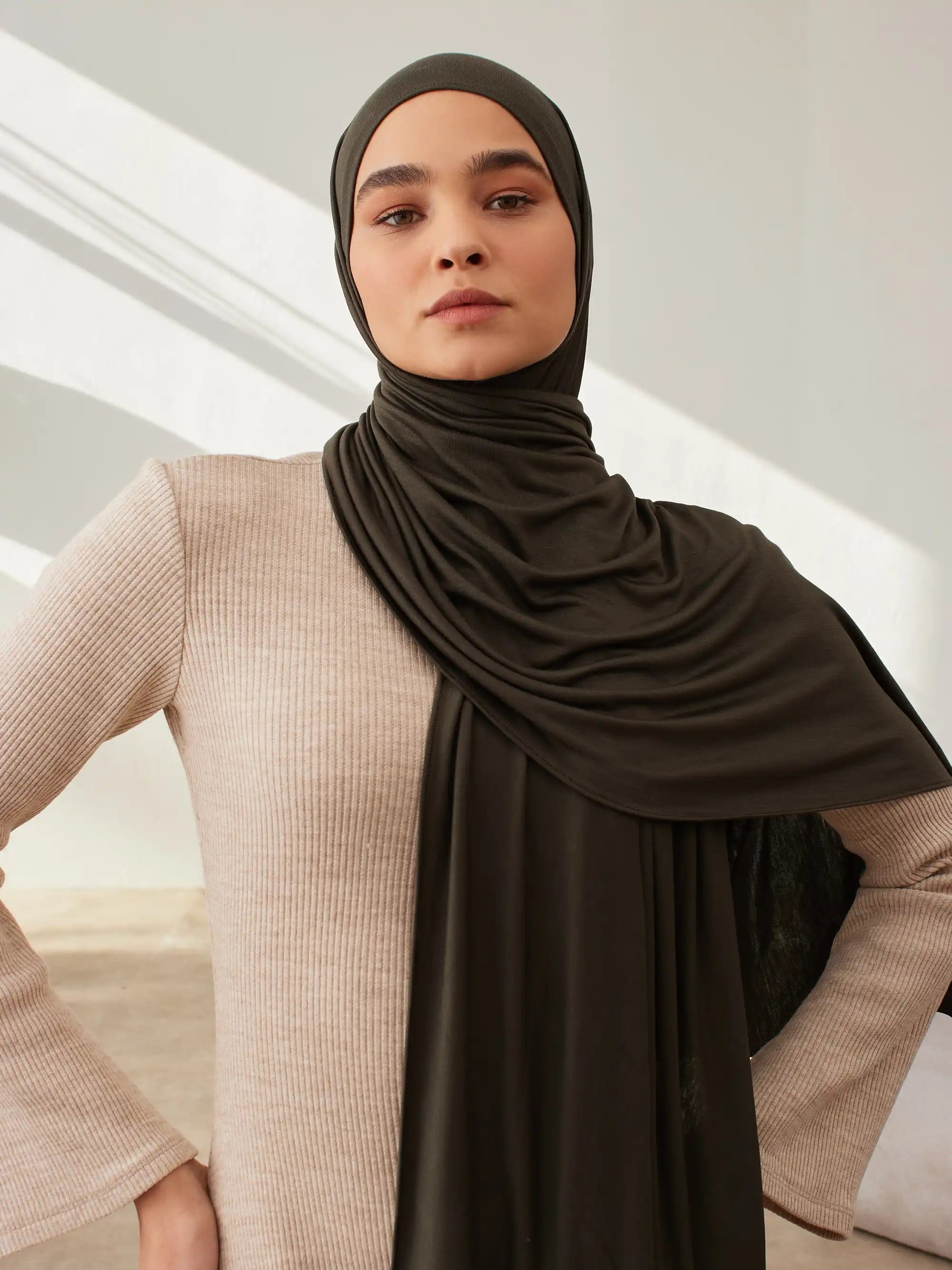 Jersey Light Hijab - Khaki
