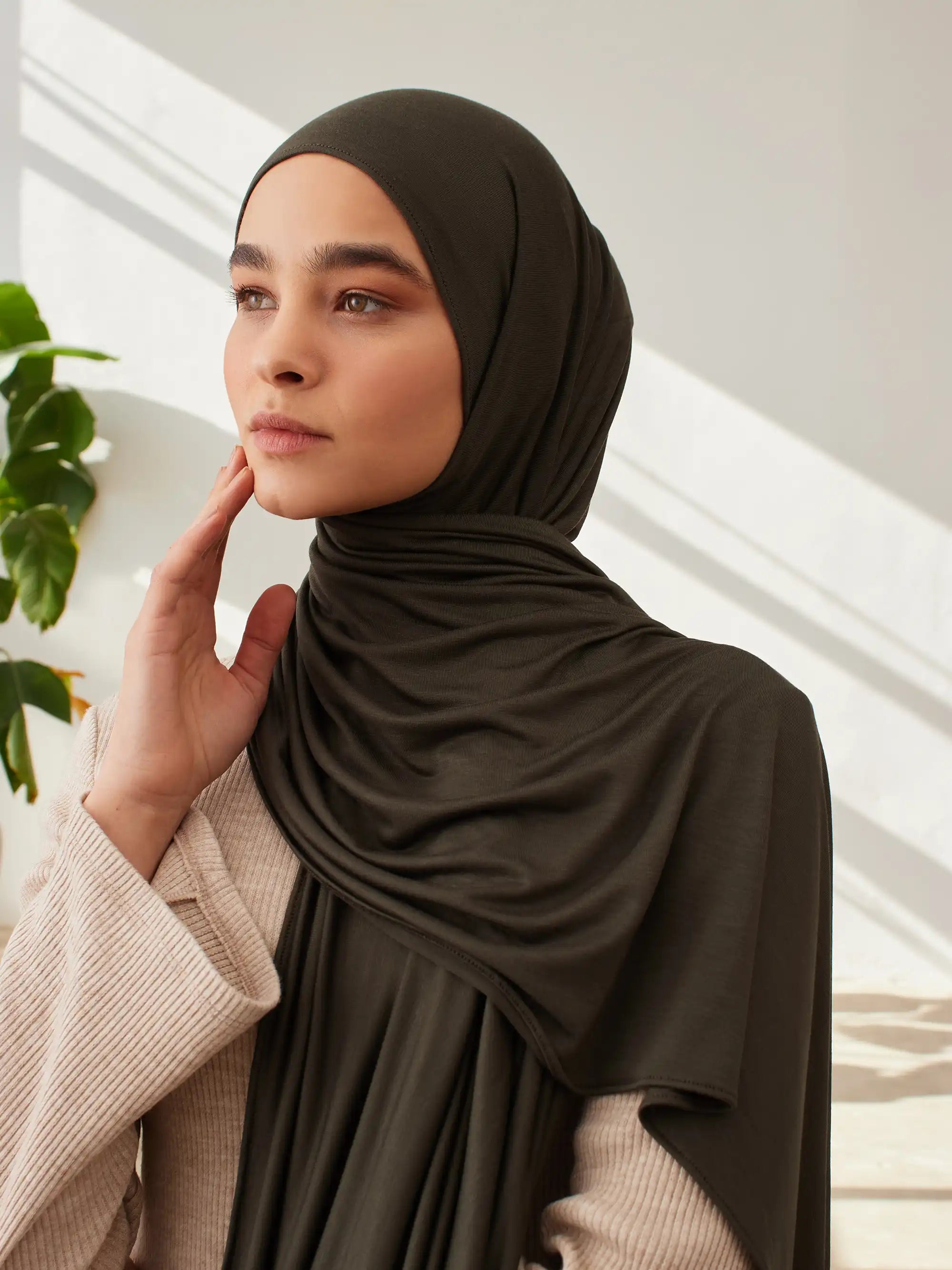 Small Jersey Light Hijab - Khaki