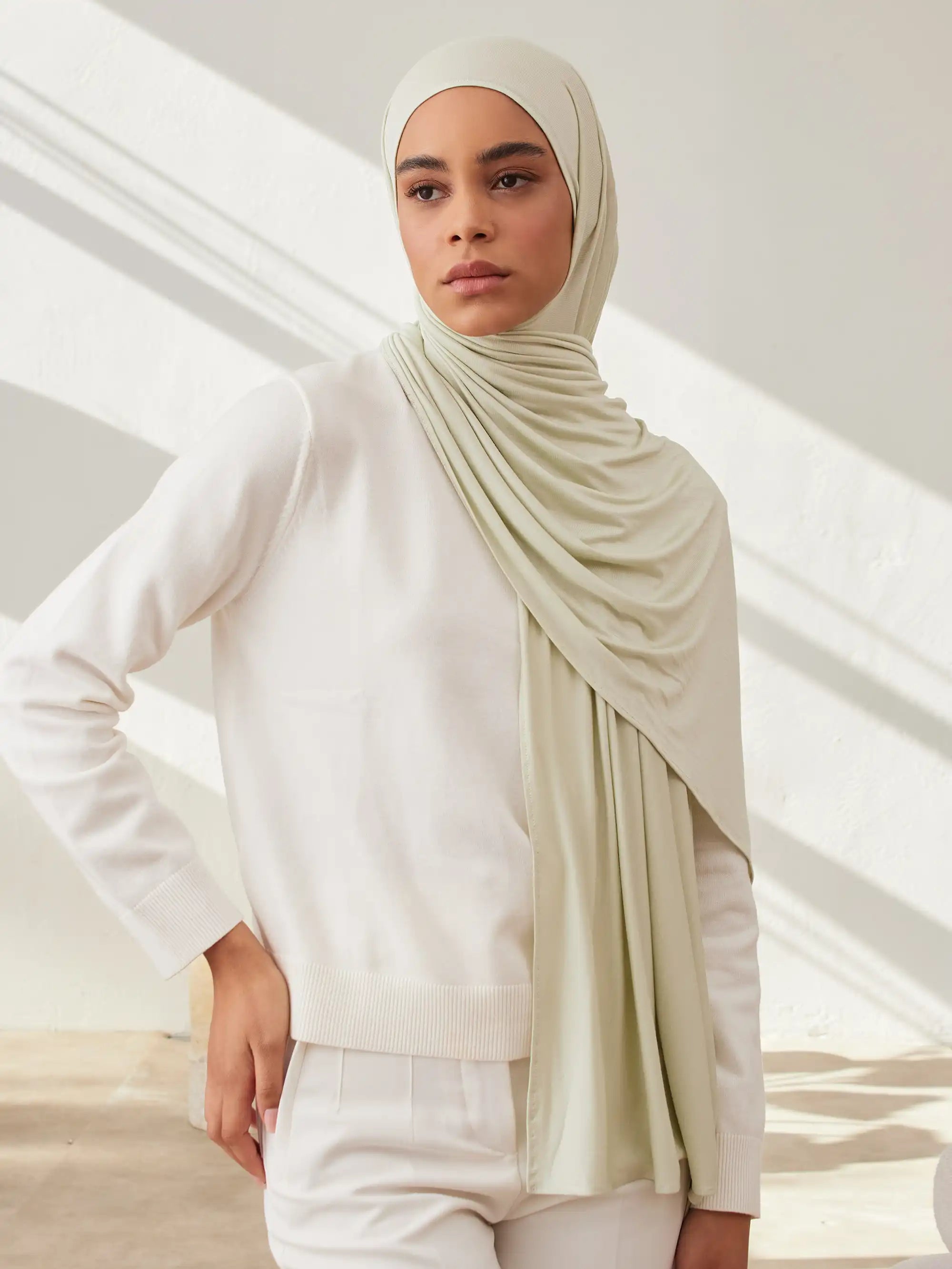 Small Jersey Light Hijab - Lime Cream