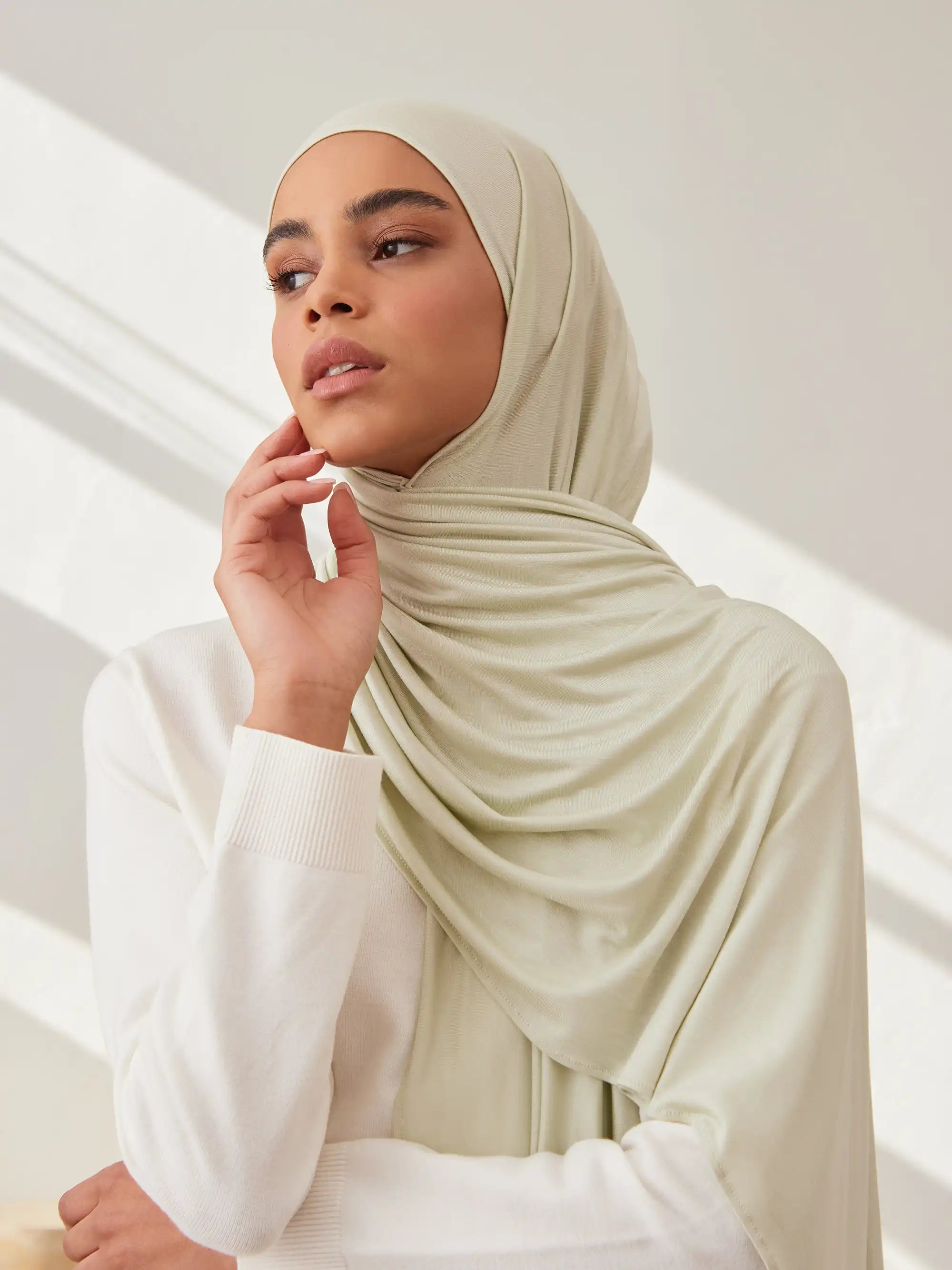 Jersey Light Hijab - Lime Cream