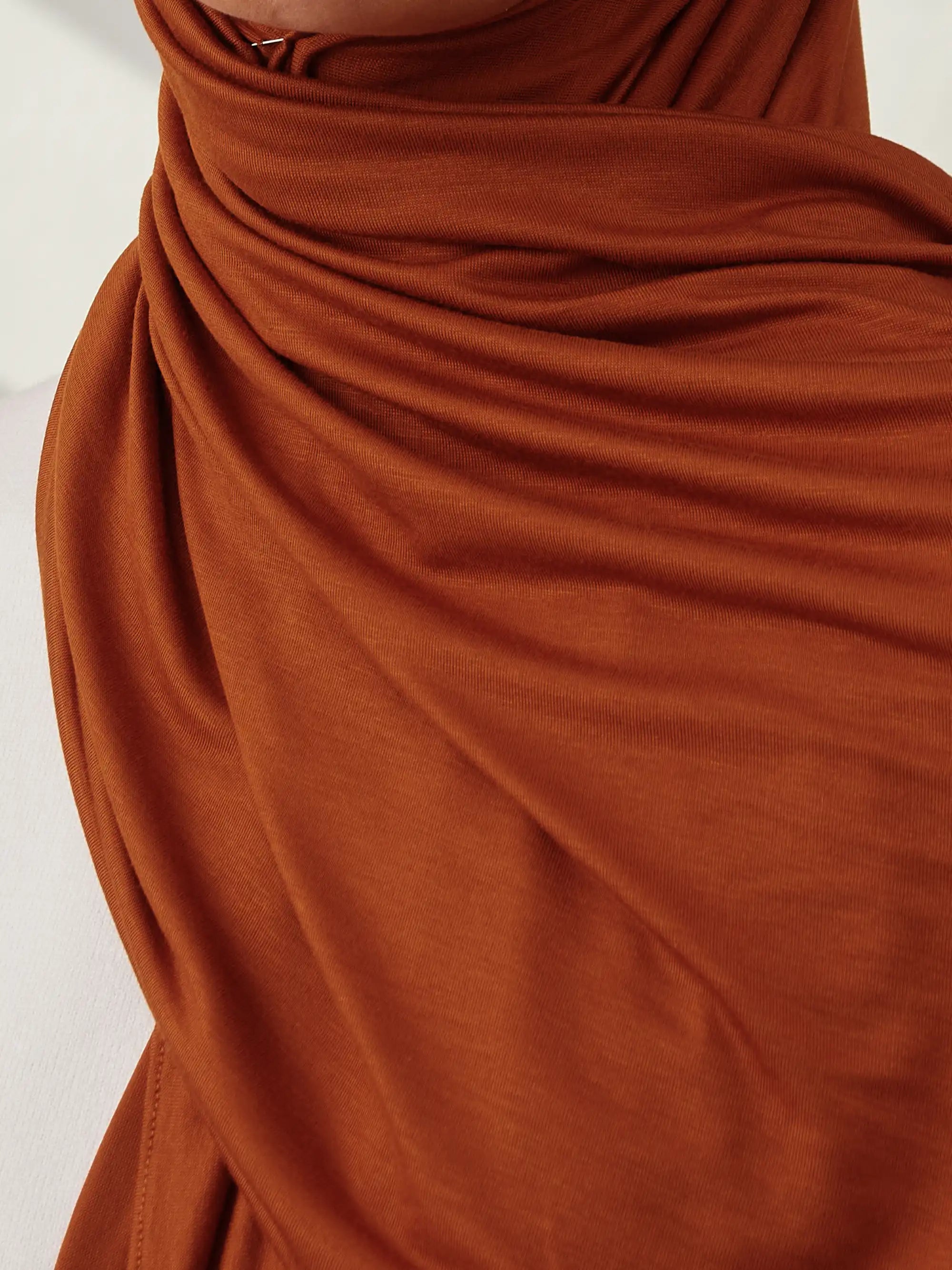 Small Jersey Light Hijab - Burnt Orange