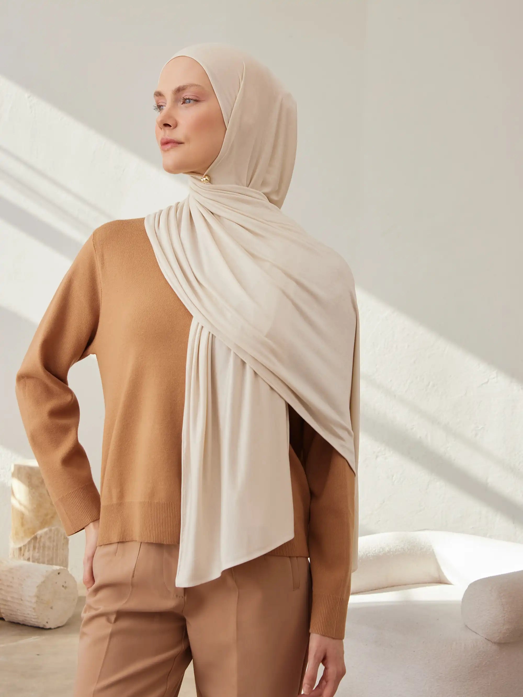 Small Jersey Light Hijab - Off White