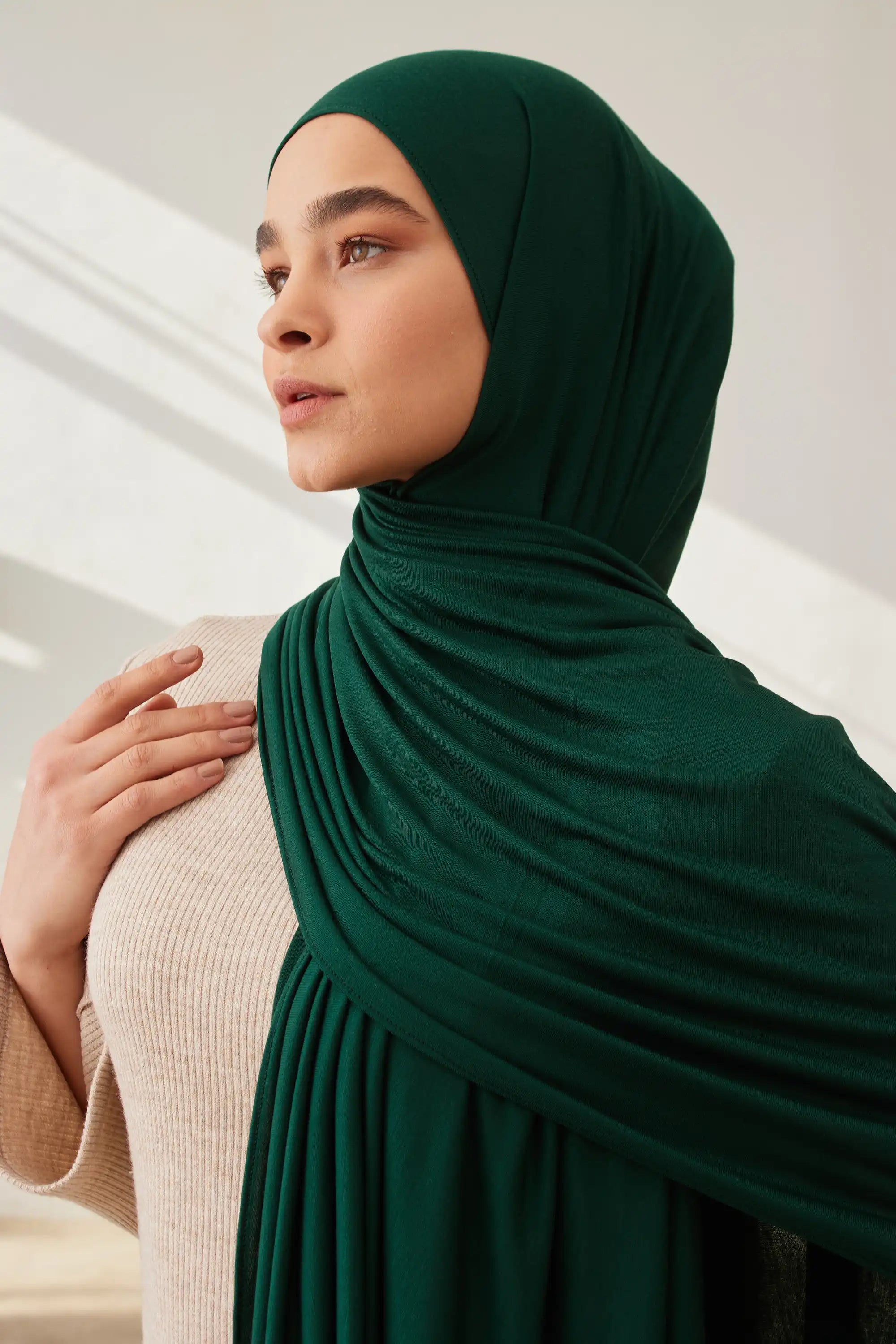 Jersey Light Hijab - Pine Green