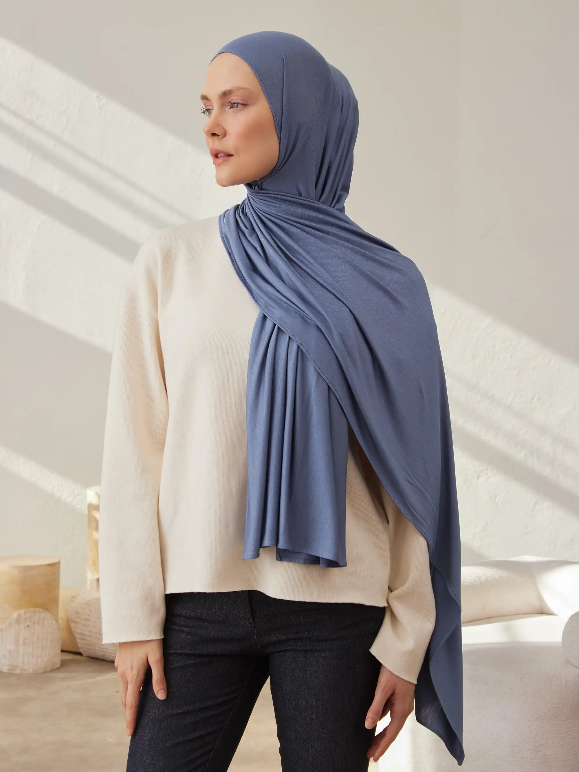 Jersey Light Hijab - Denim