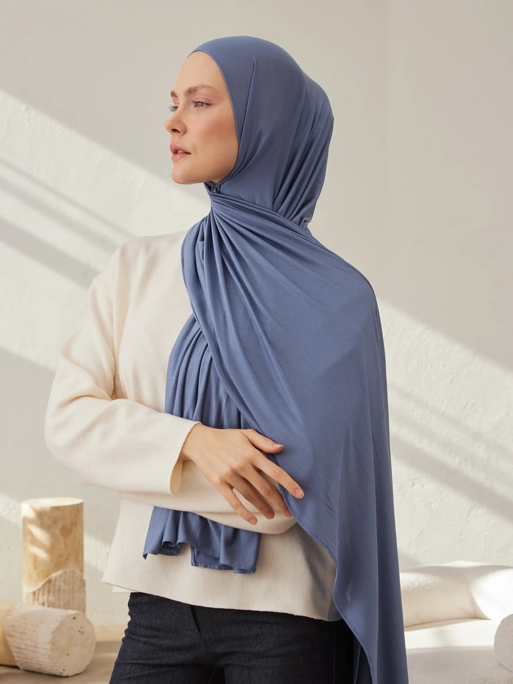 Small Jersey Light Hijab - Denim