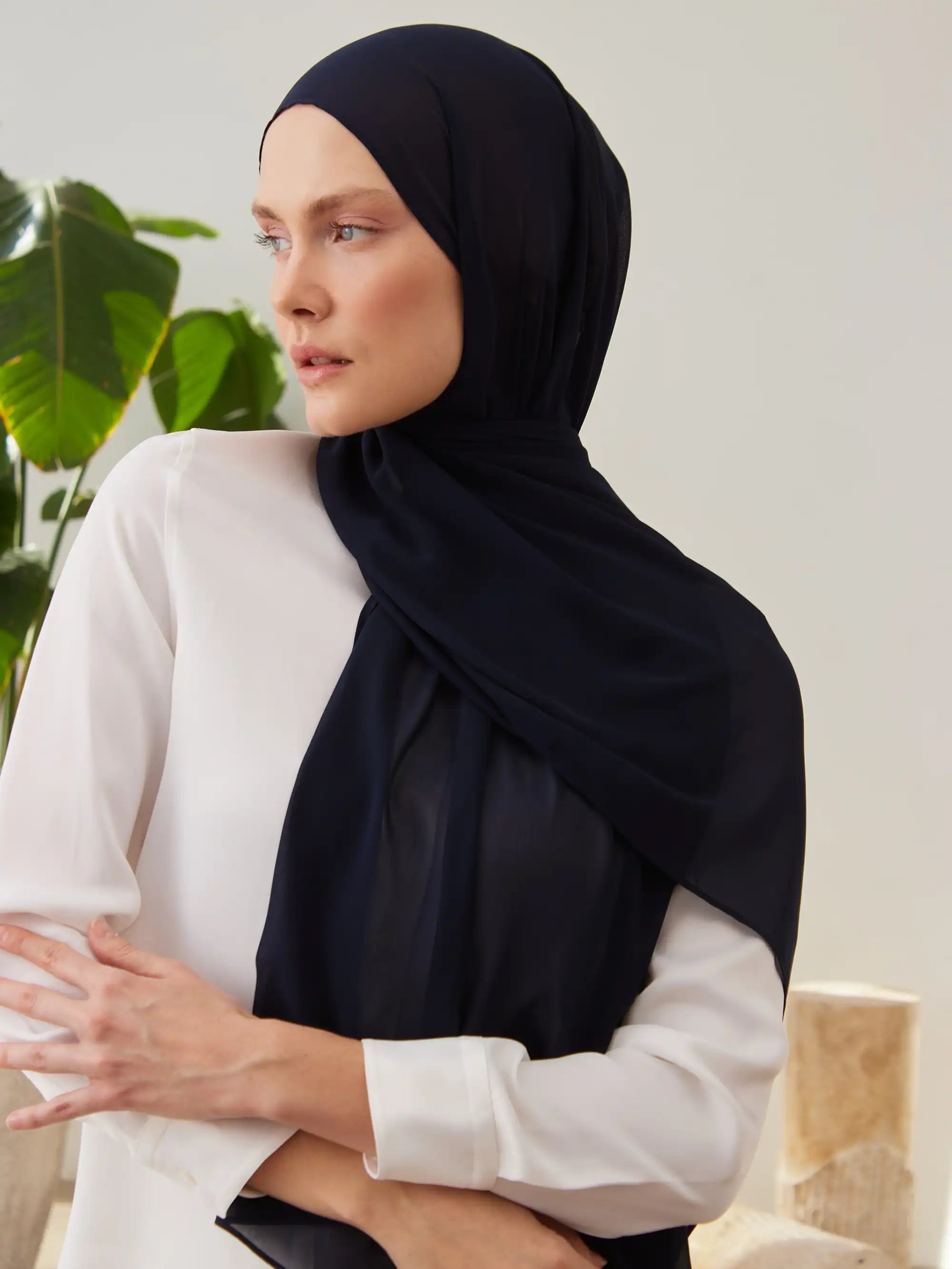 Luxury Chiffon Hijab - Navy