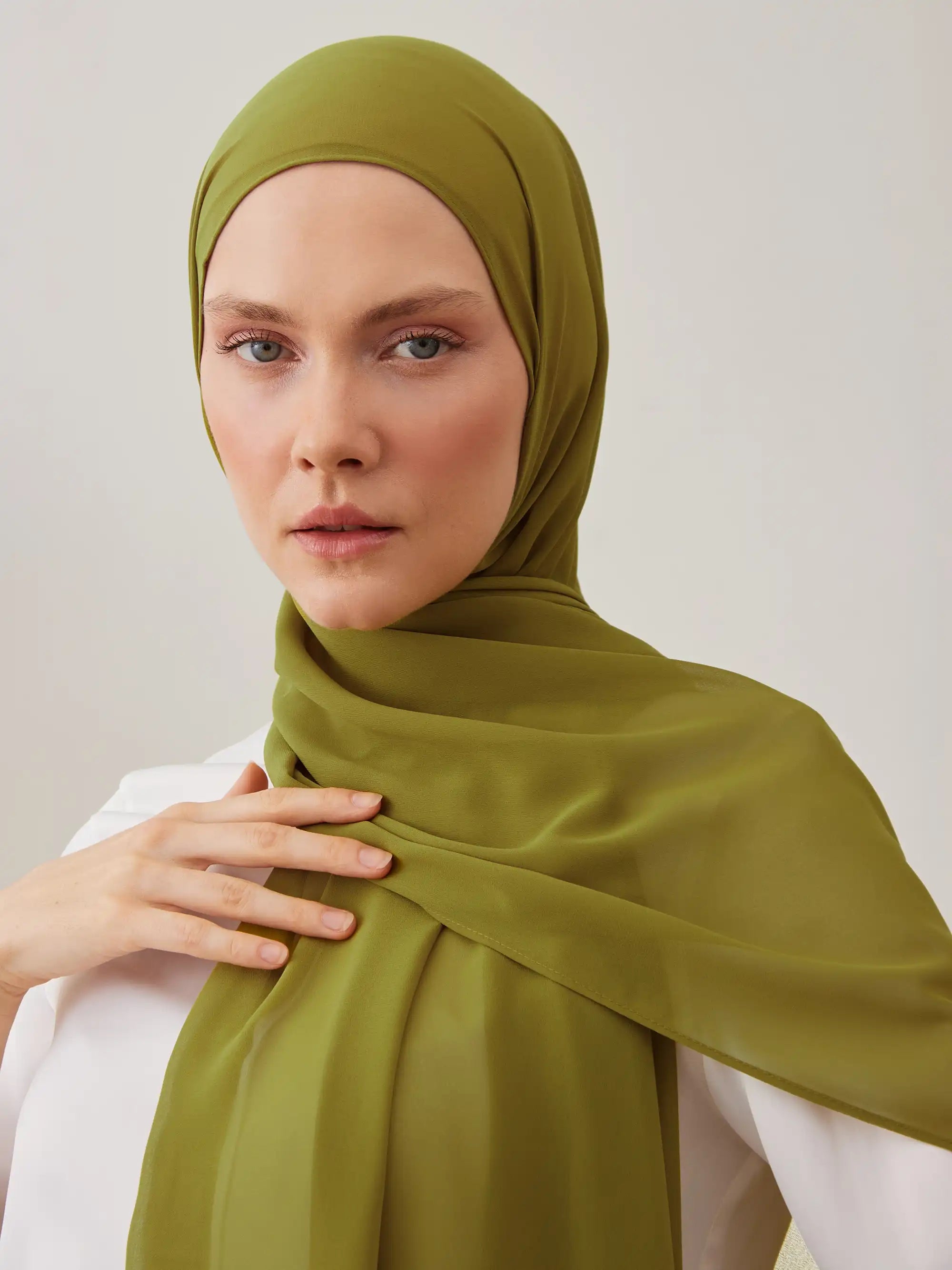 Luxury Chiffon Hijab - Green Olive