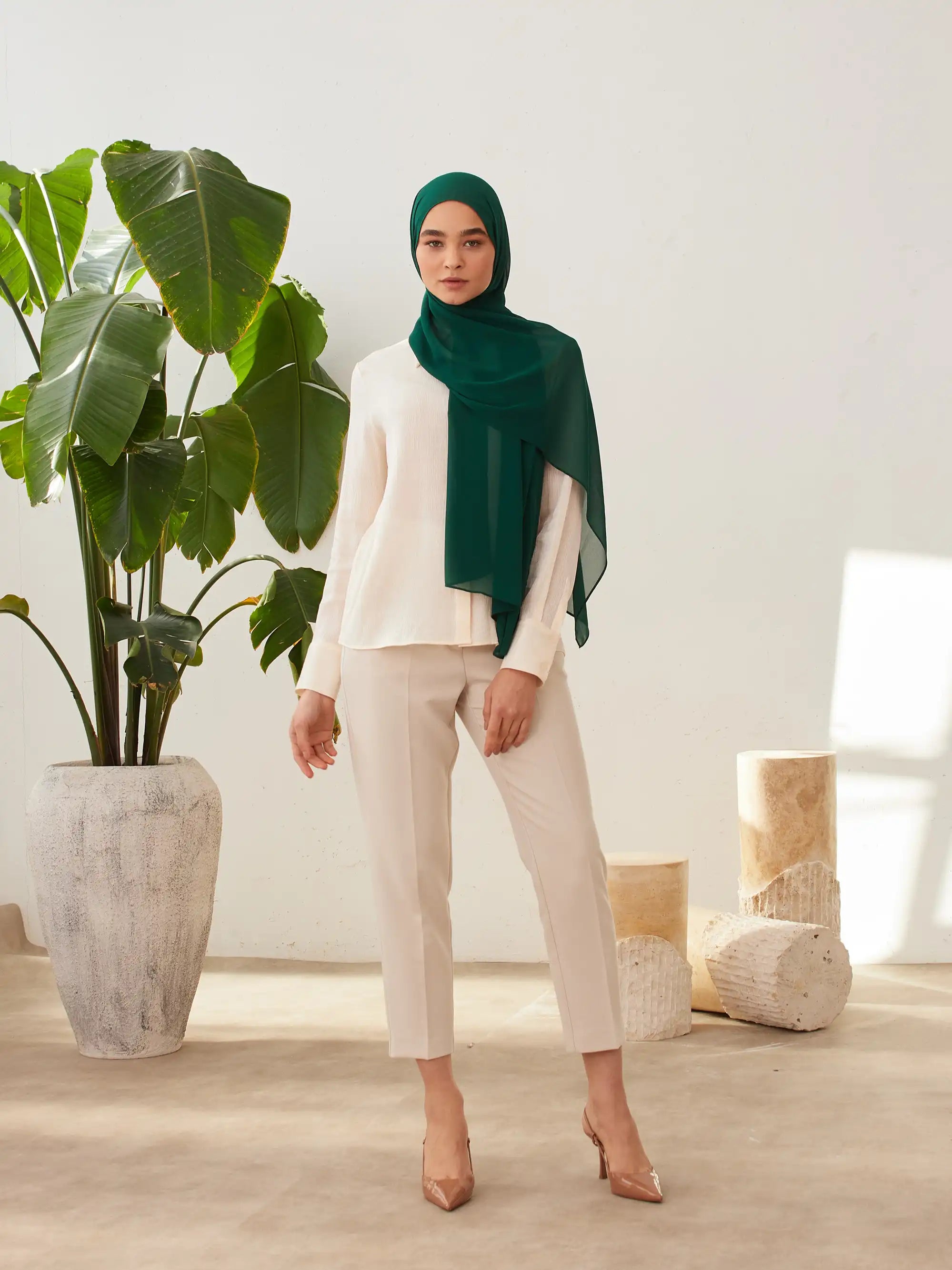 Luxury Chiffon Hijab - Pine Green