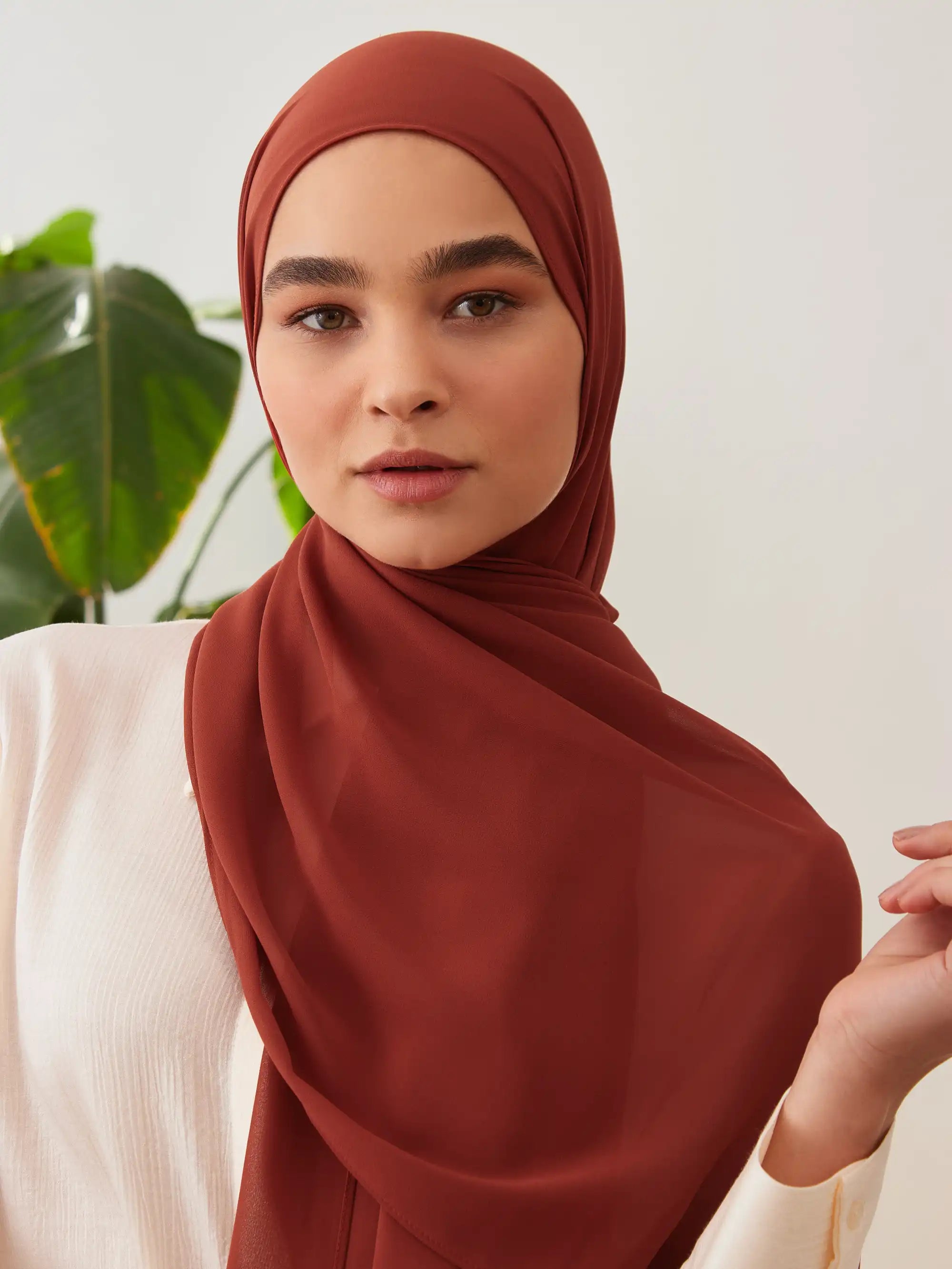 Small Luxury Chiffon Hijab - Rust Orange