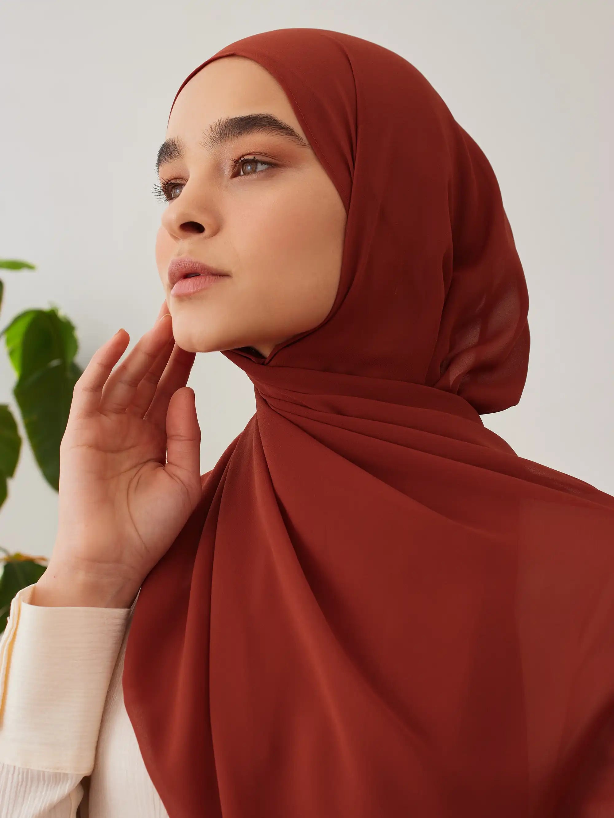 Small Luxury Chiffon Hijab - Rust Orange