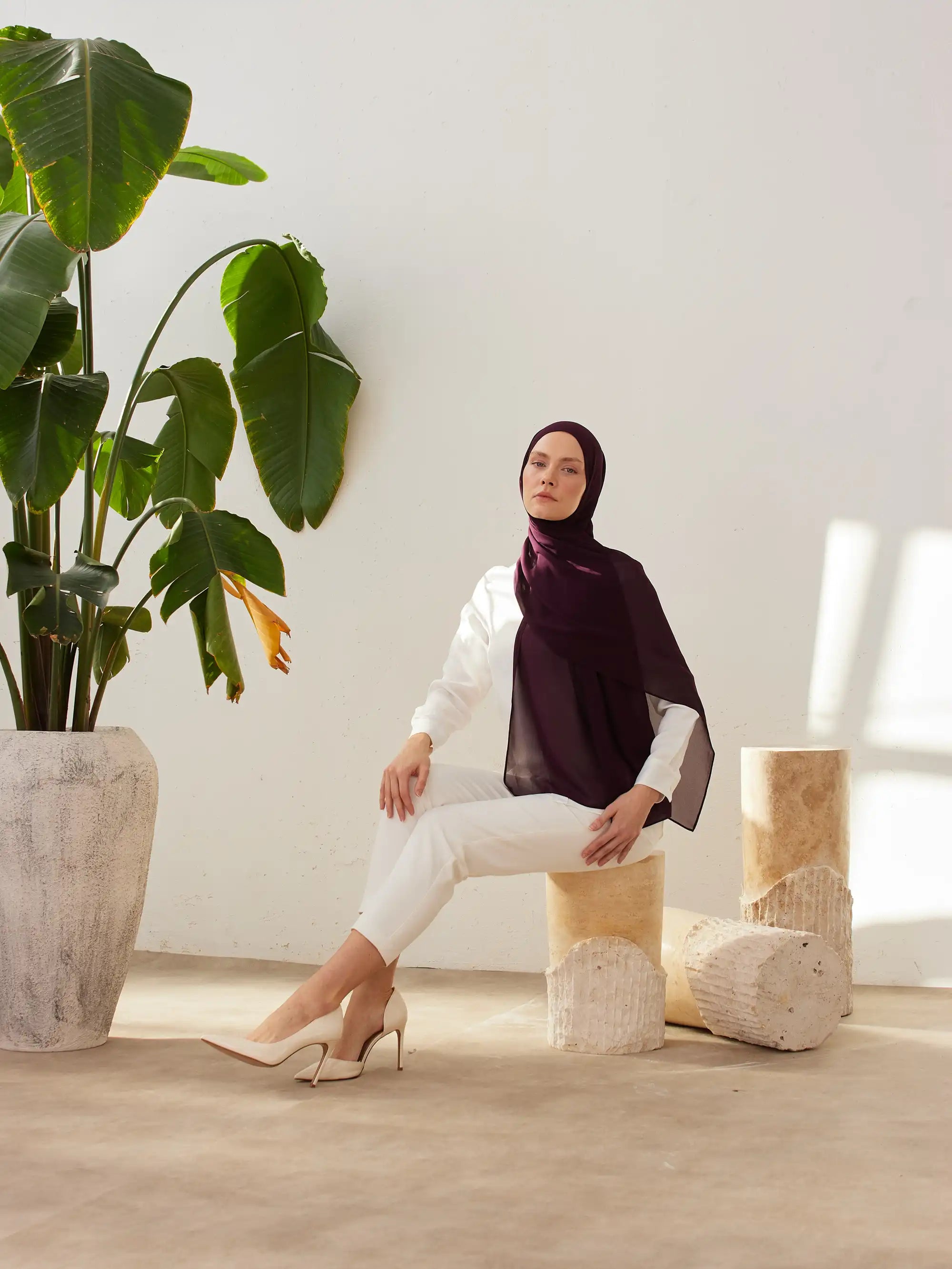 Small Luxury Chiffon Hijab - Winter Bloom