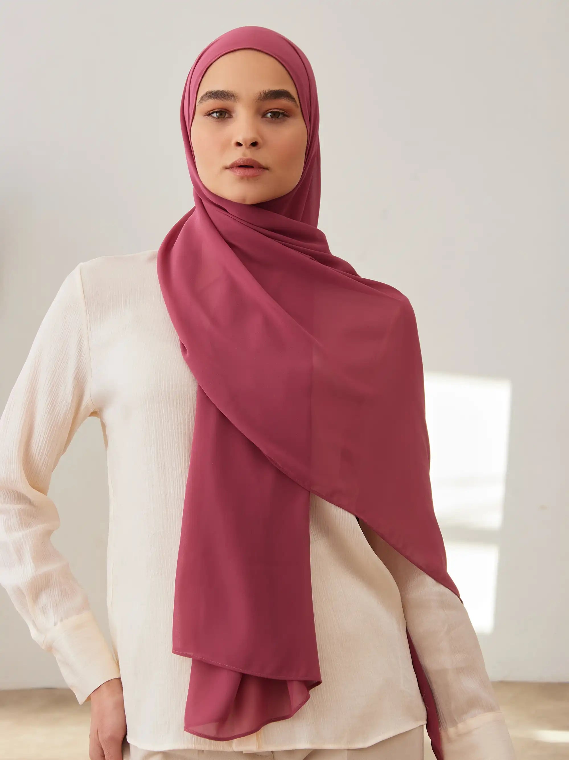 Luxury Chiffon Hijab - Chateau Rose
