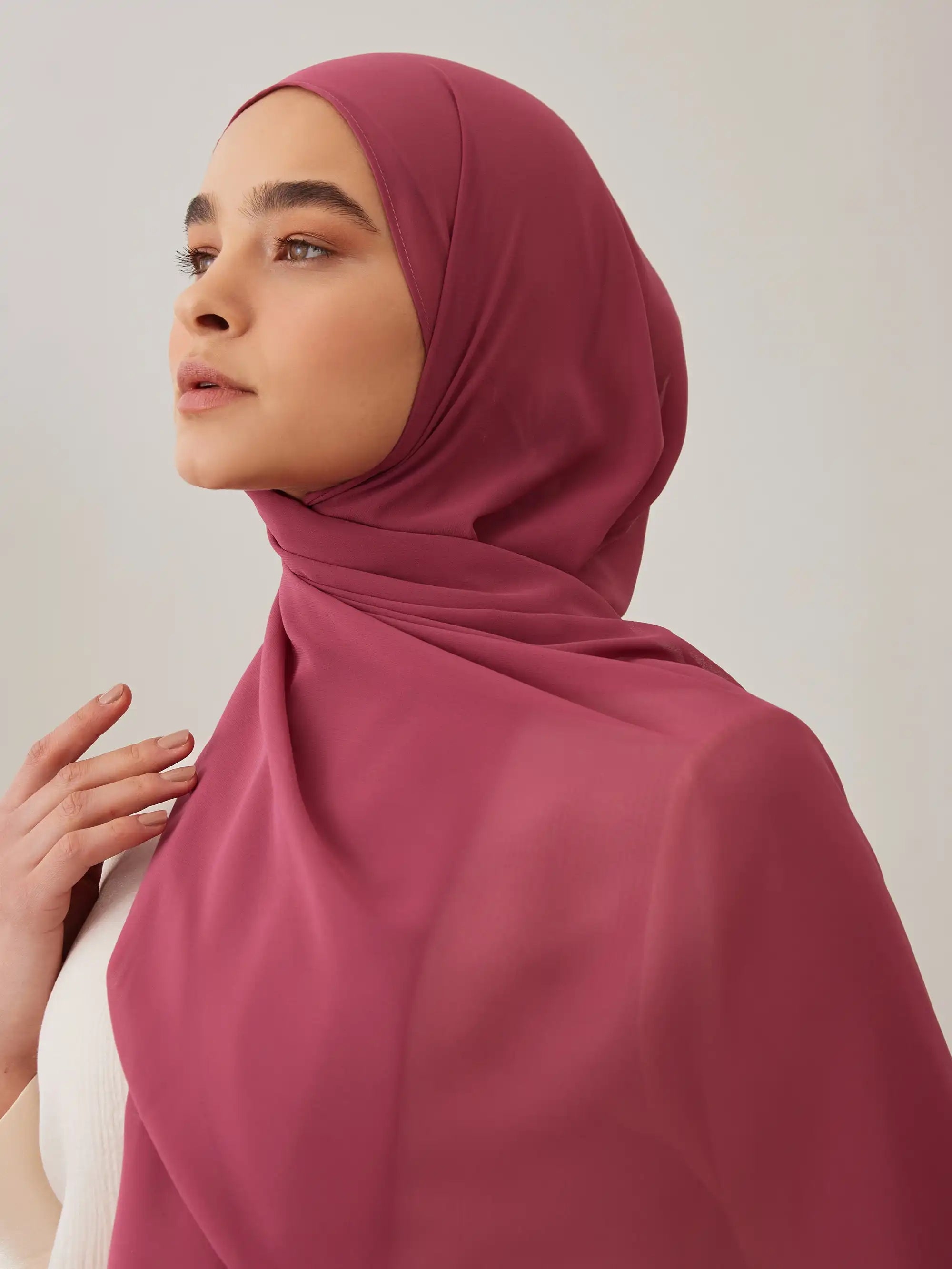 Small Luxury Chiffon Hijab - Chateau Rose