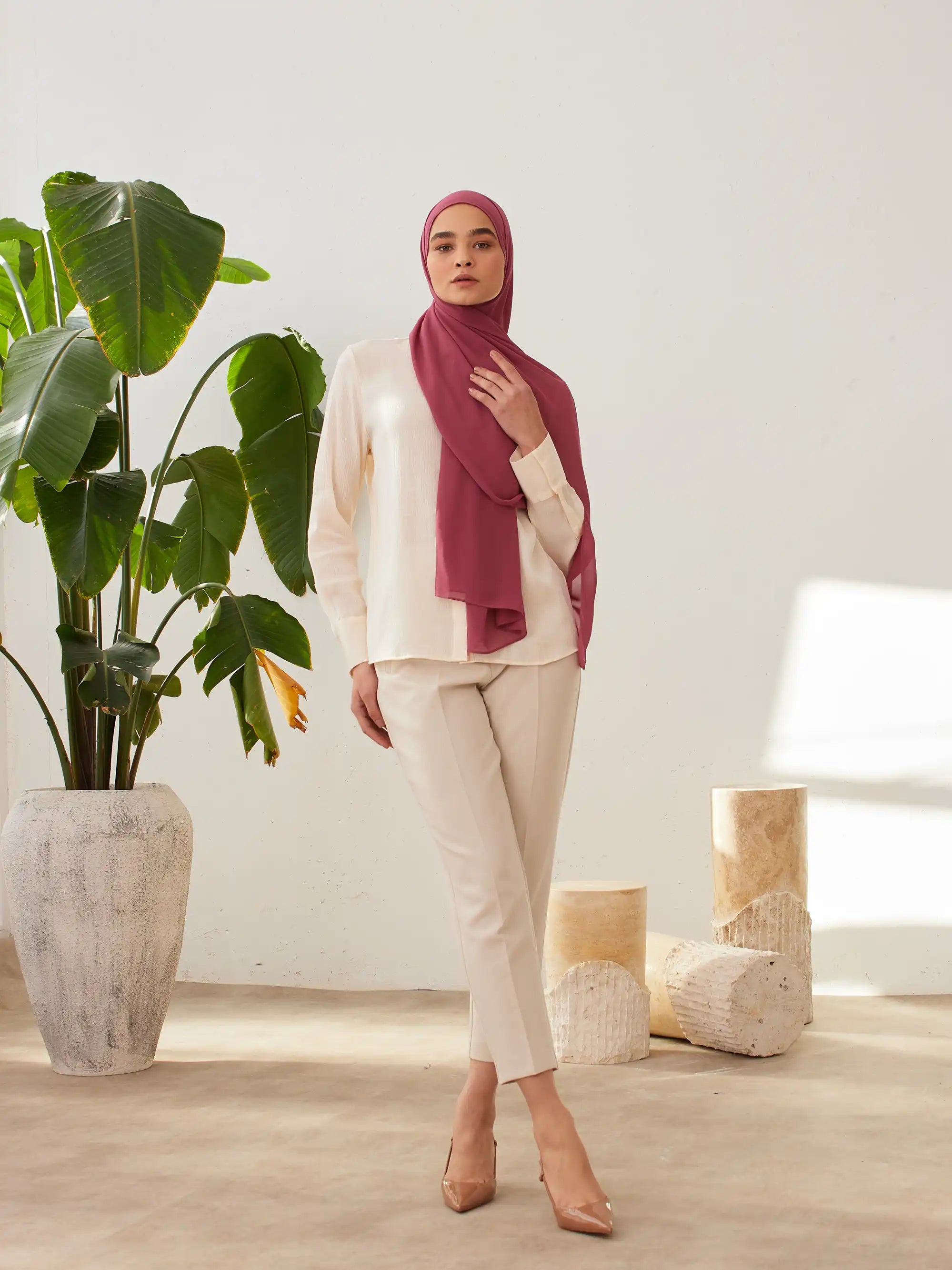 Luxury Chiffon Hijab - Chateau Rose