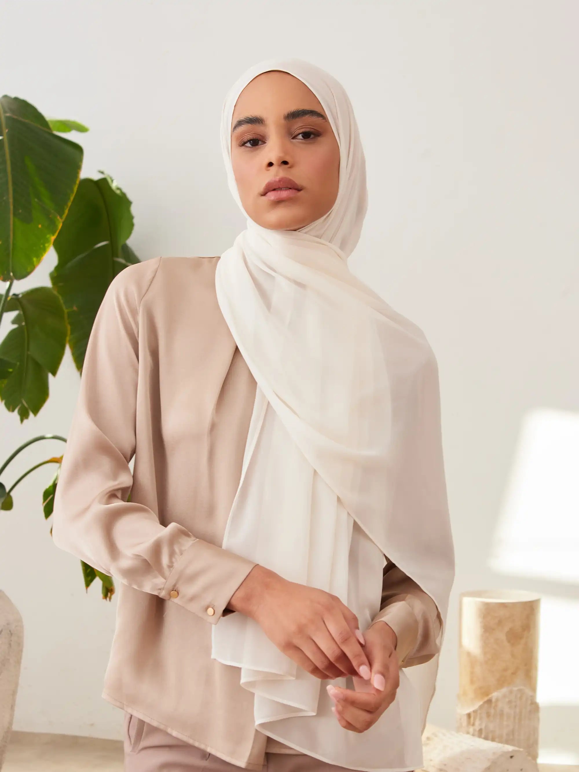 Small Luxury Chiffon Hijab - Ivory