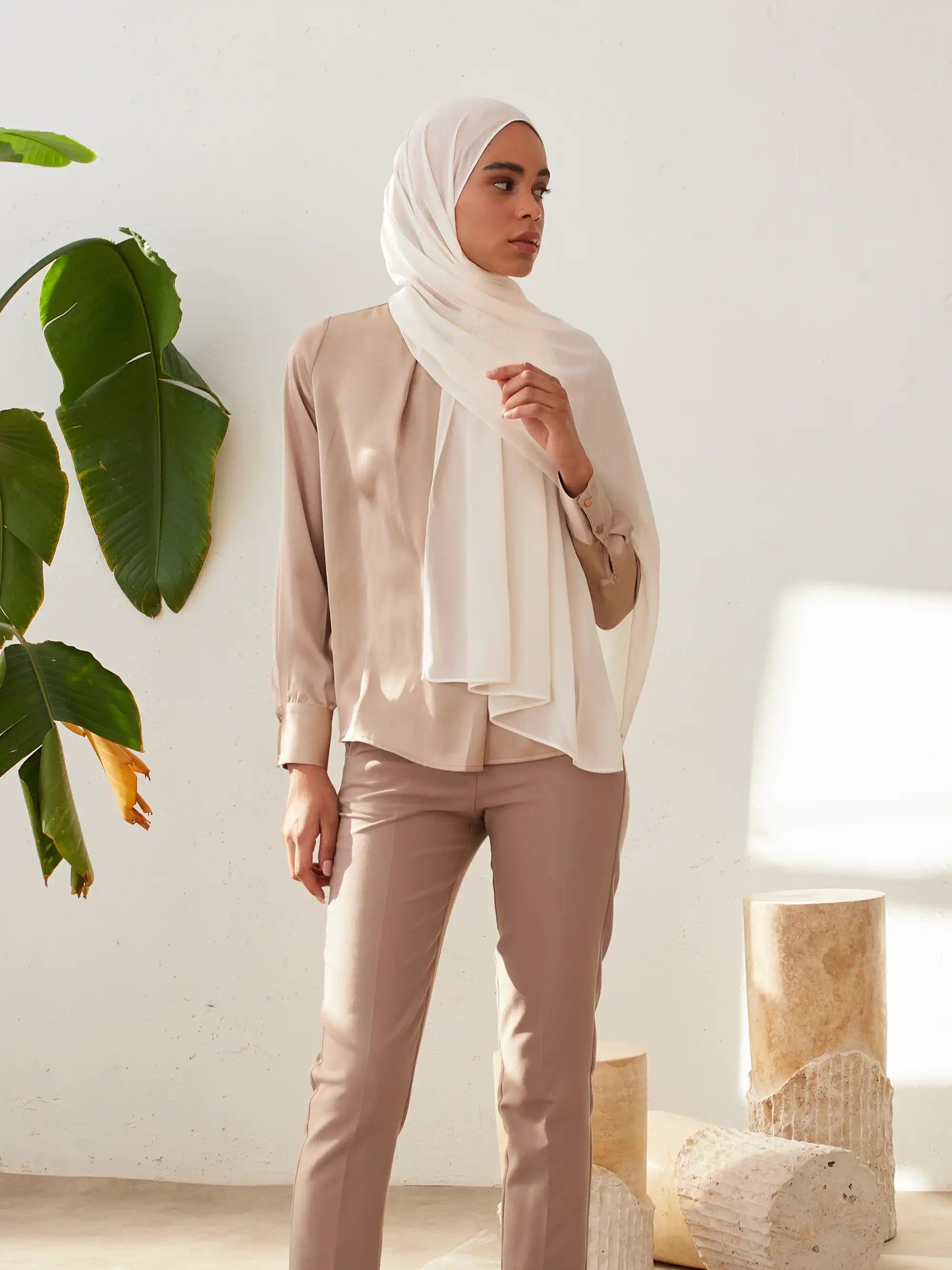 Luxury Chiffon Hijab - Ivory