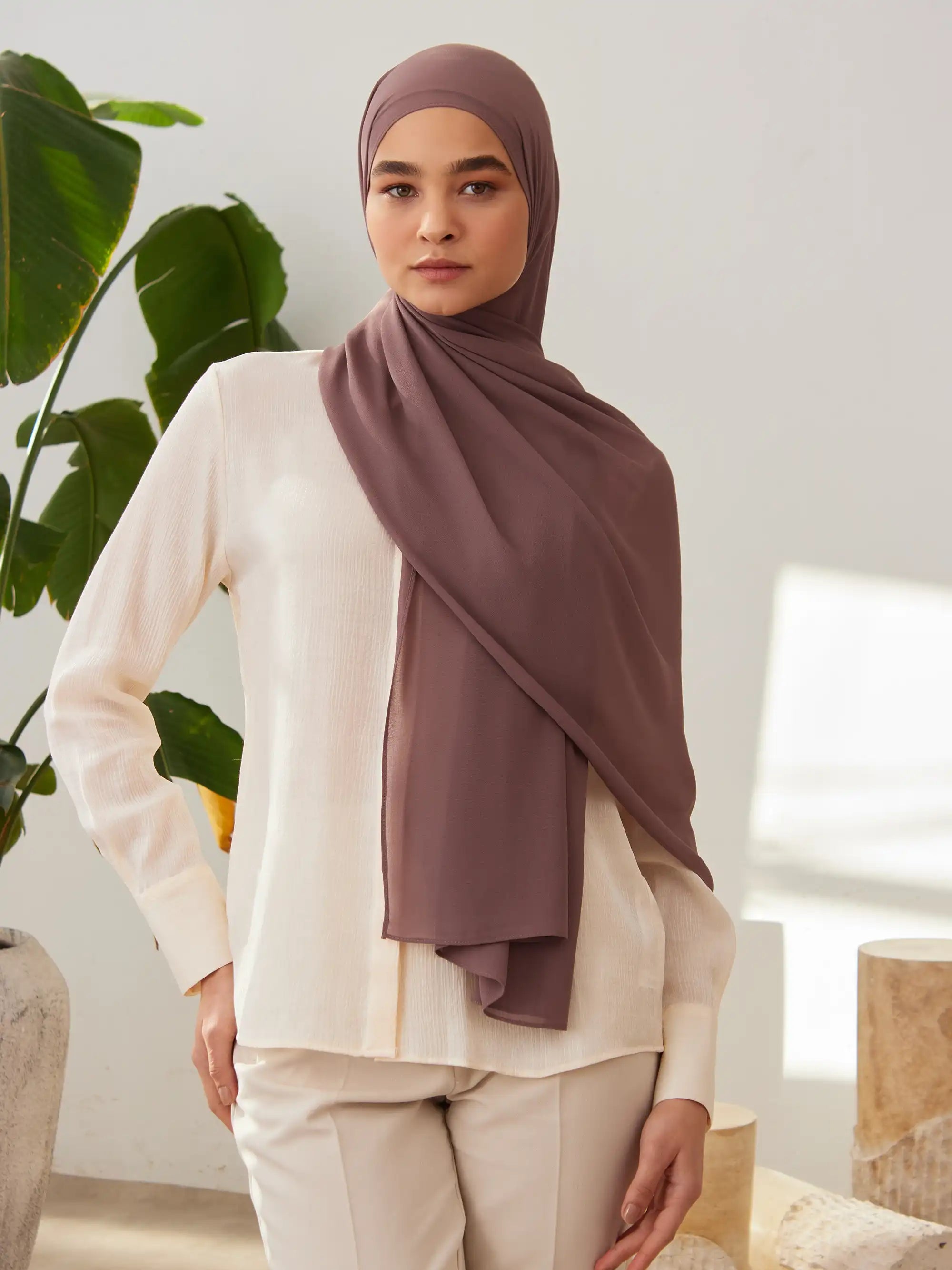 Deluxe Chiffon Hijab - Rose Brown
