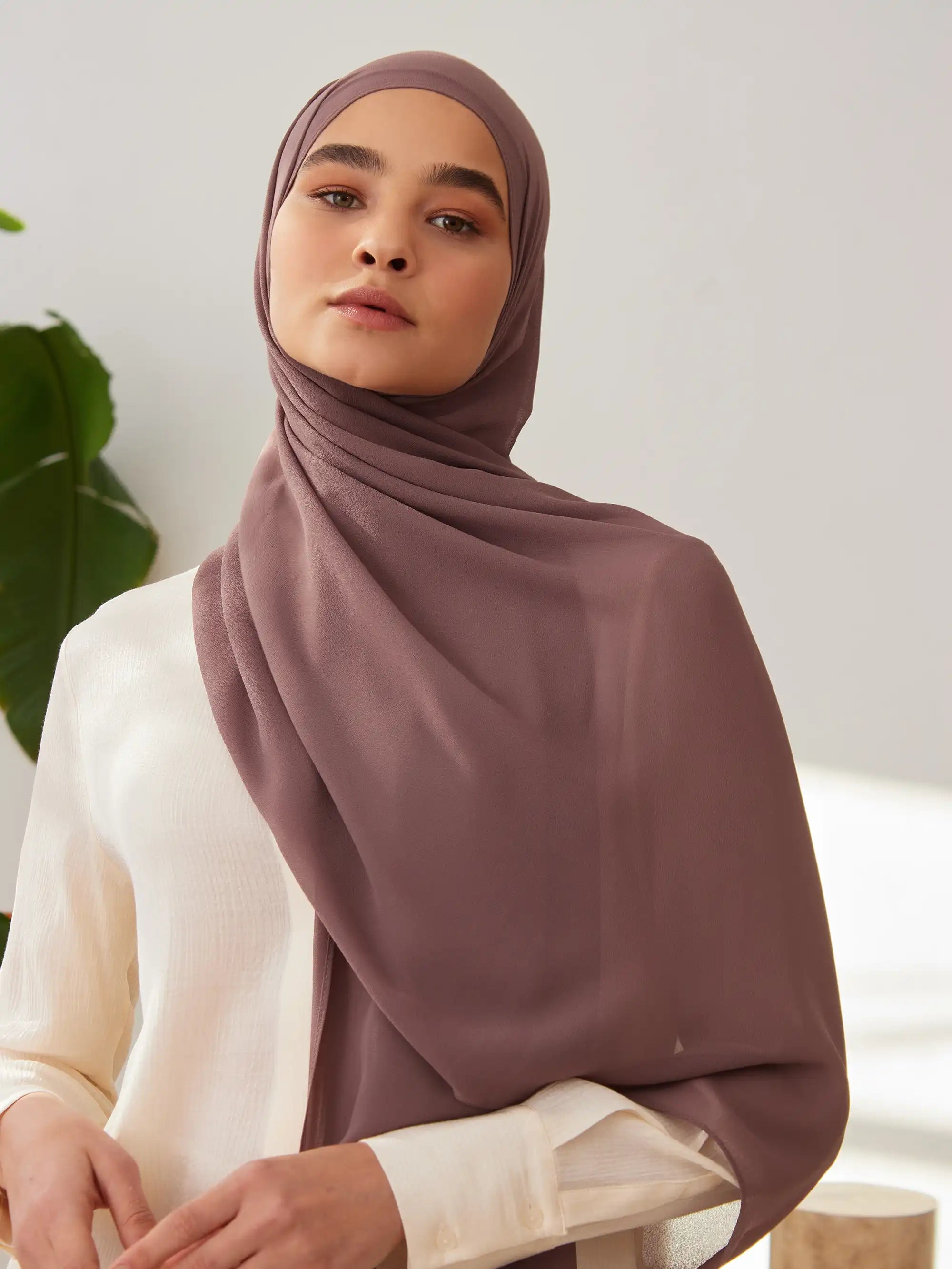 Deluxe Chiffon Hijab - Rose Brown