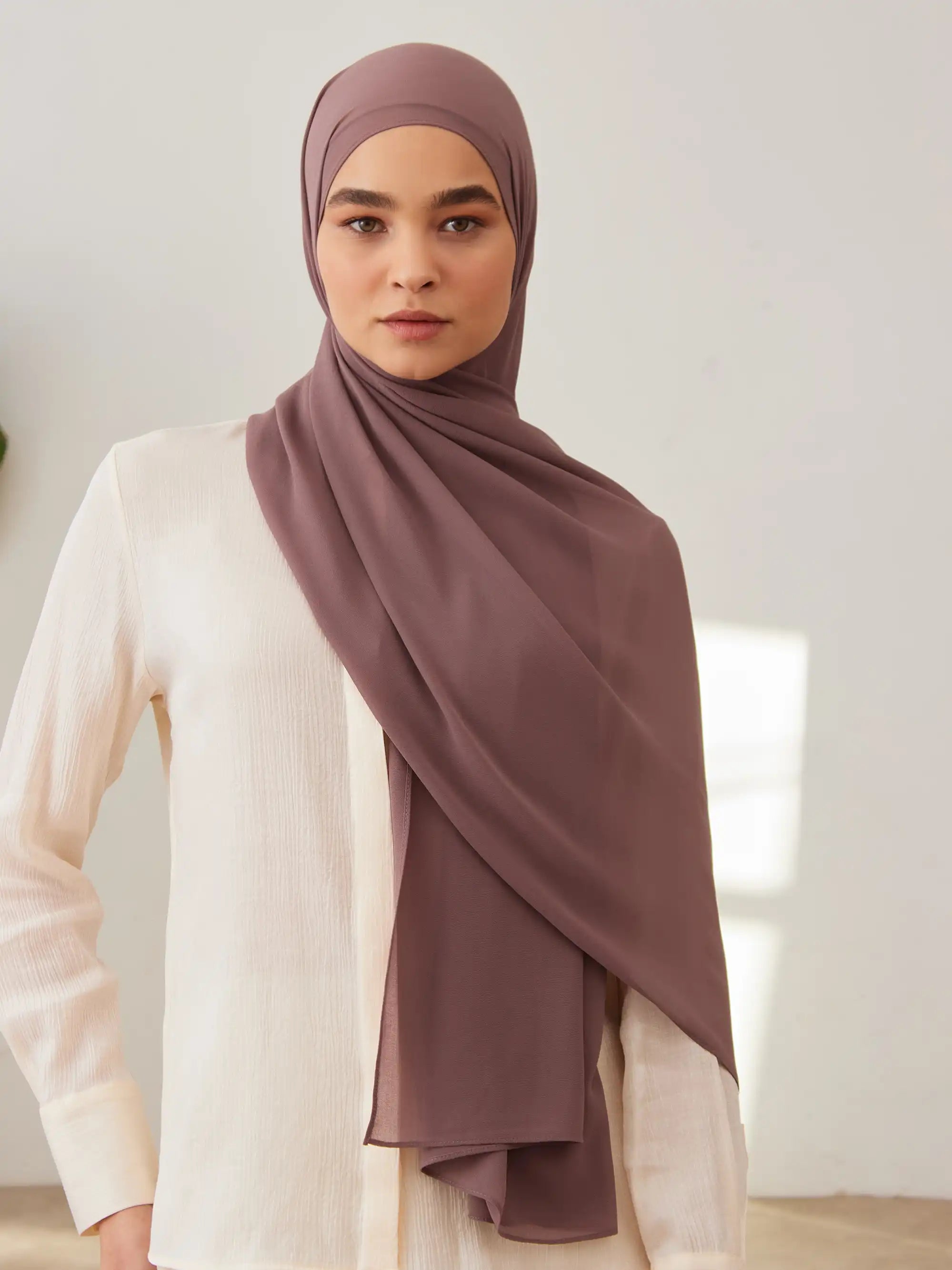 Deluxe Chiffon Hijab - Rose Brown