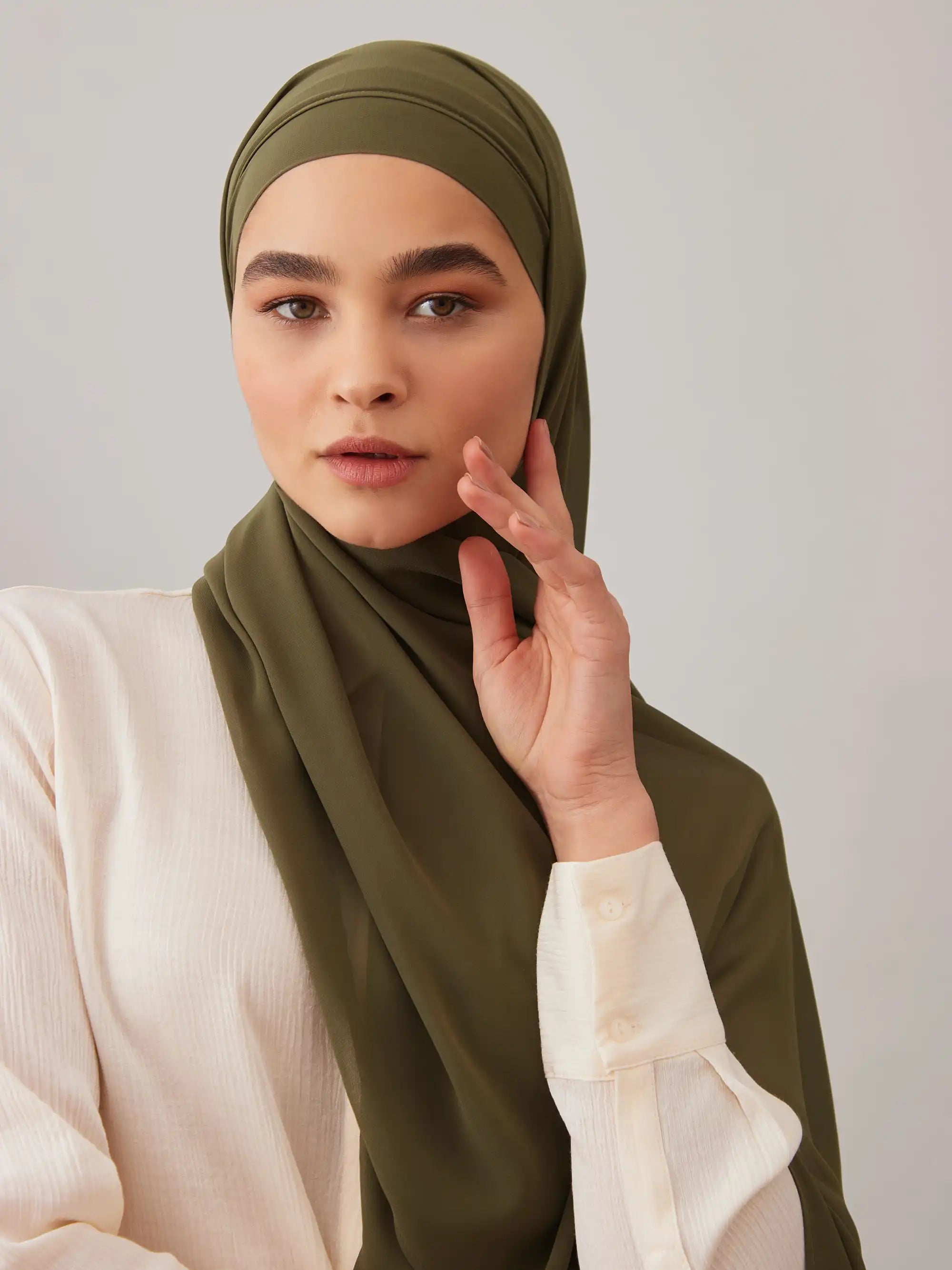 Instant Chiffon Hijab - Dark Olive