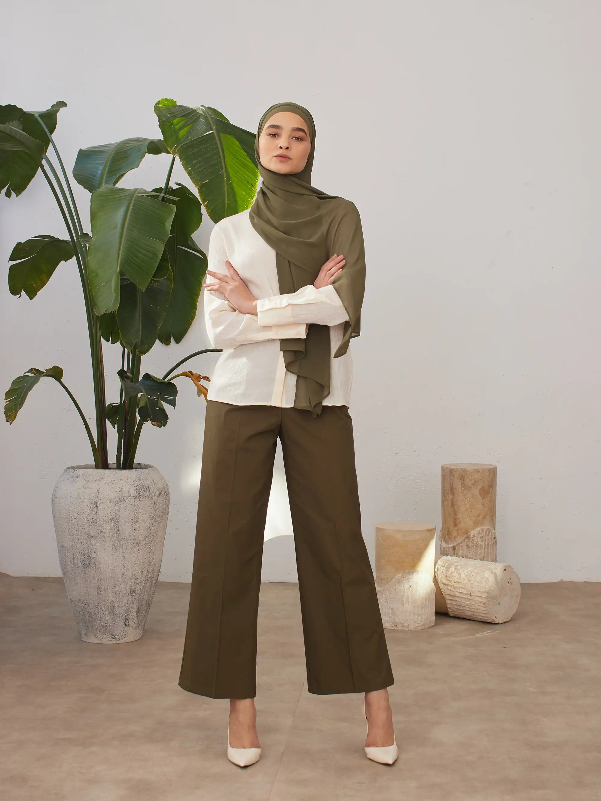 Instant Chiffon Hijab - Dark Olive