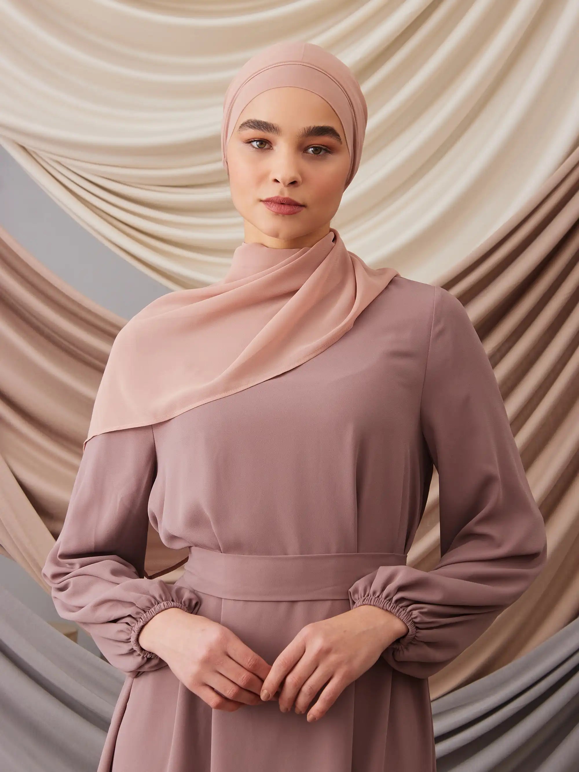 Instant Chiffon Hijab - Taupe Pink