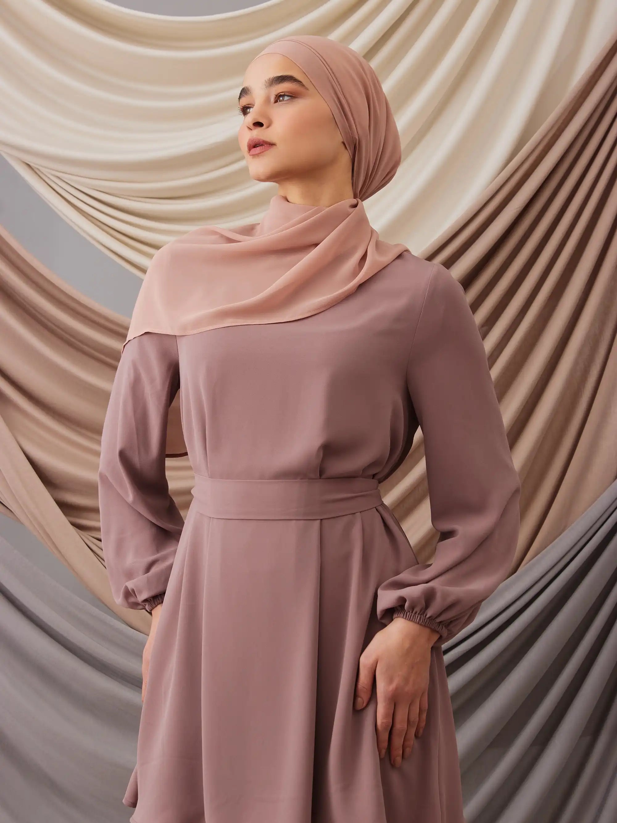 Instant Chiffon Hijab - Taupe Pink