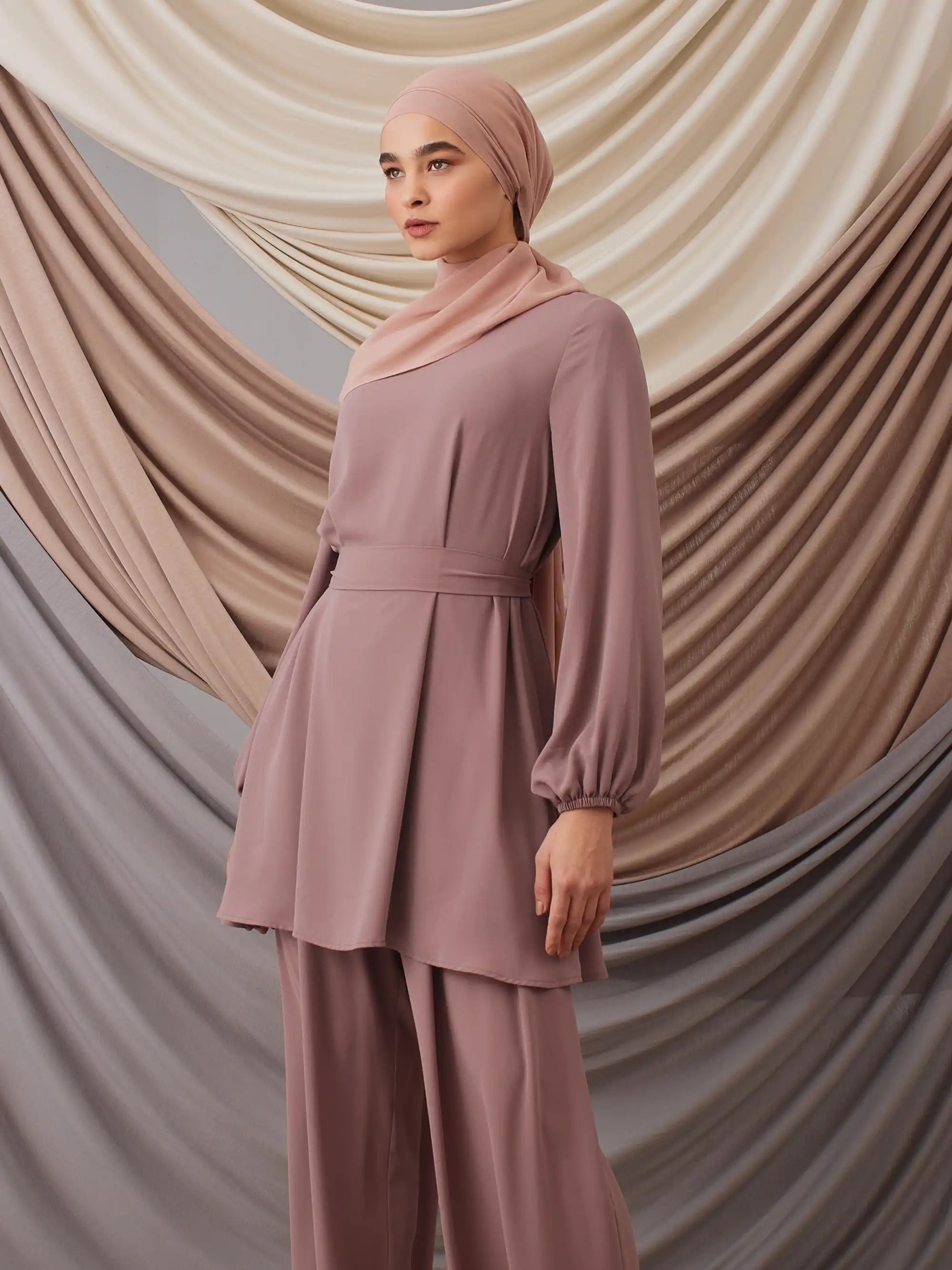 Instant Chiffon Hijab - Taupe Pink