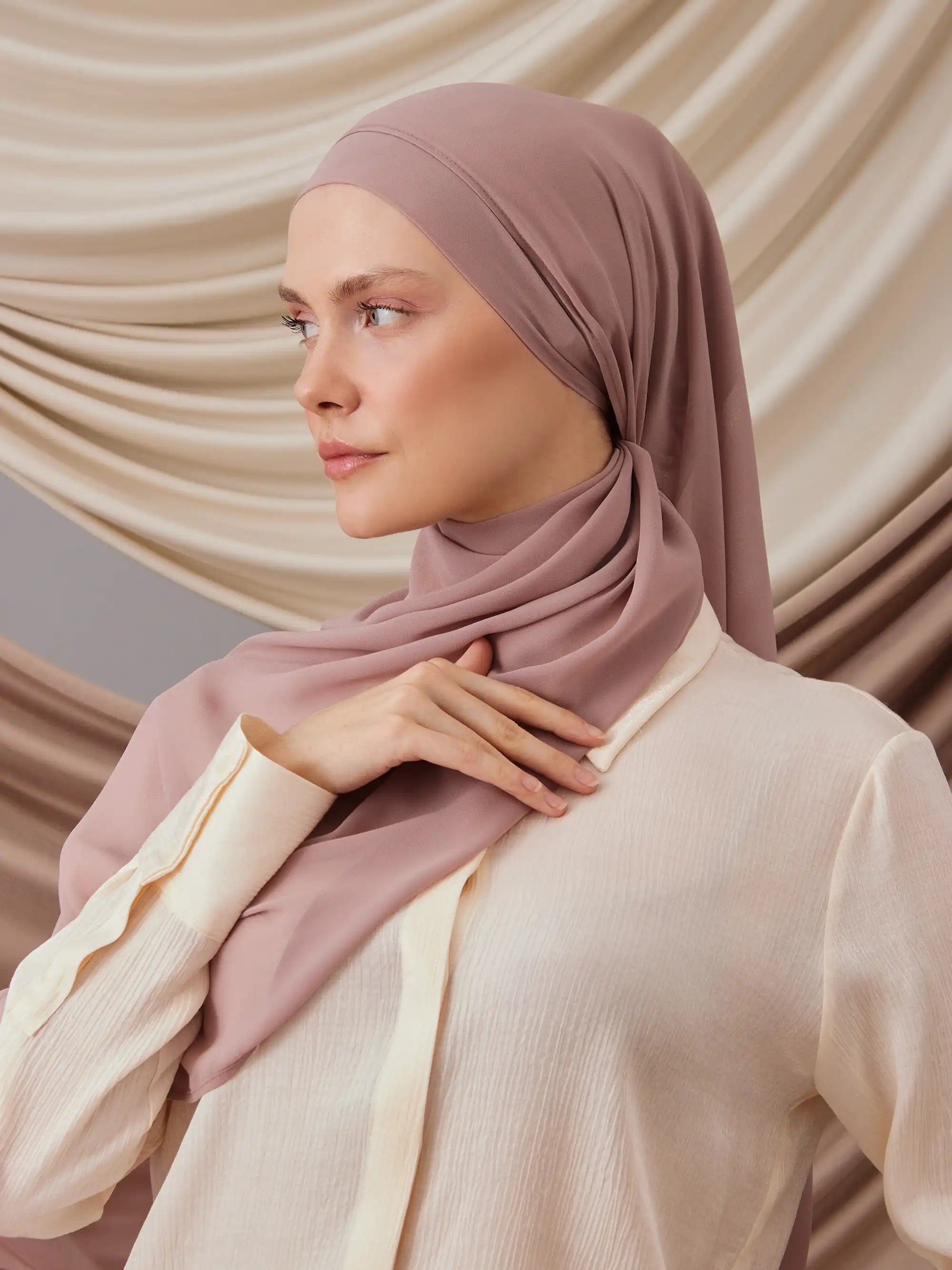 Instant Chiffon Hijab - Dusty Rose