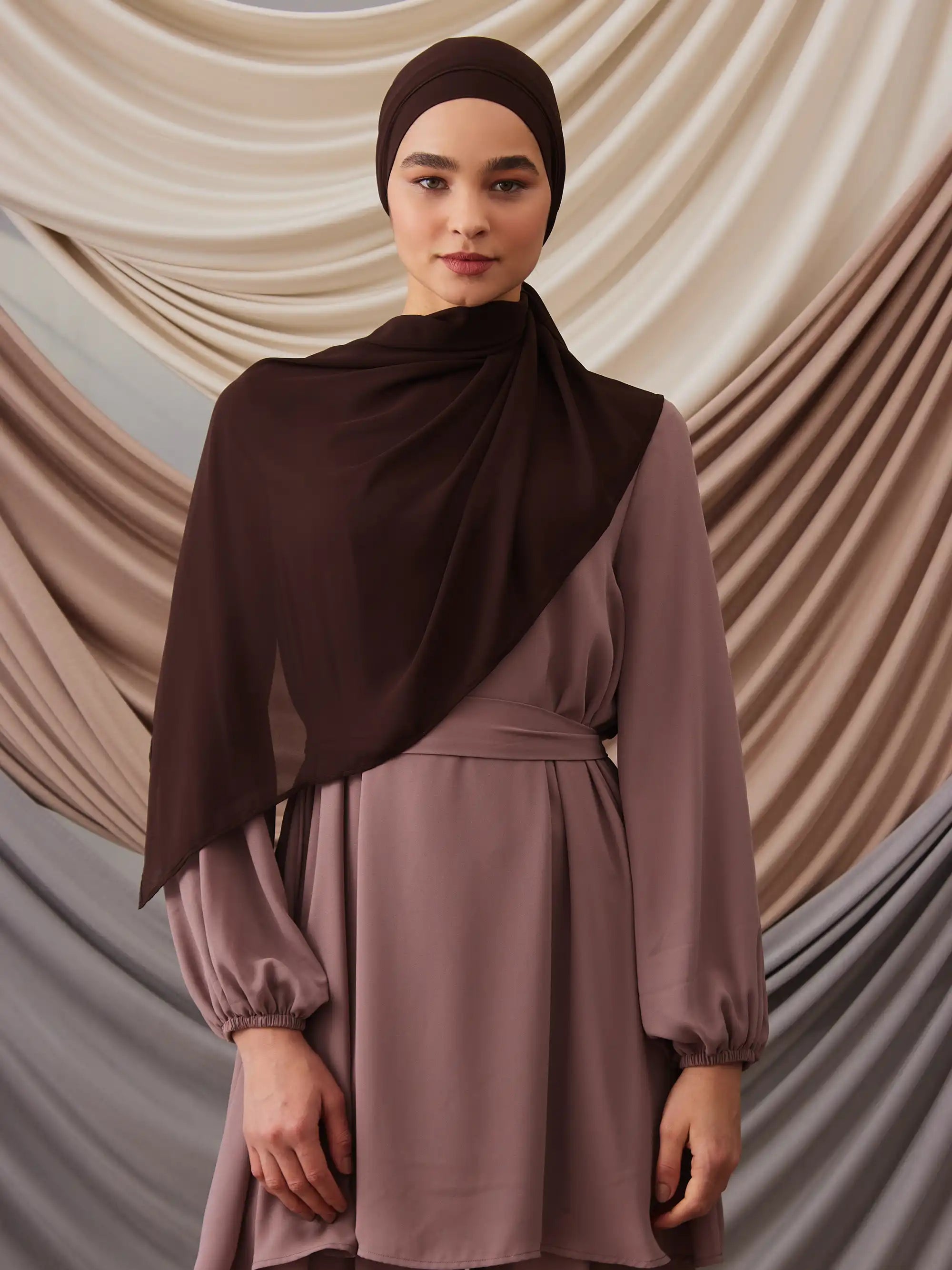Instant Chiffon Hijab - Coffee Brown