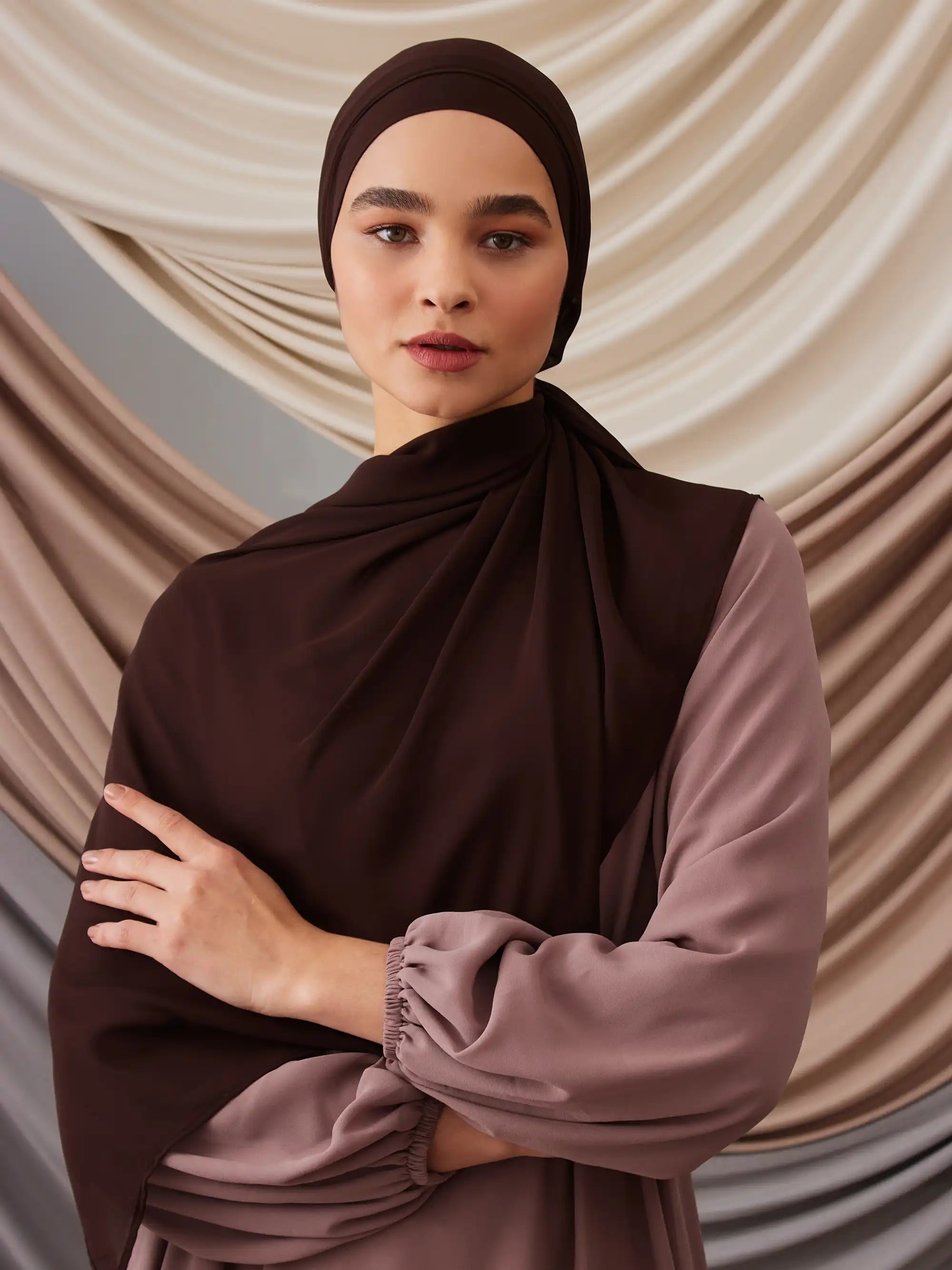 Instant Chiffon Hijab - Coffee Brown