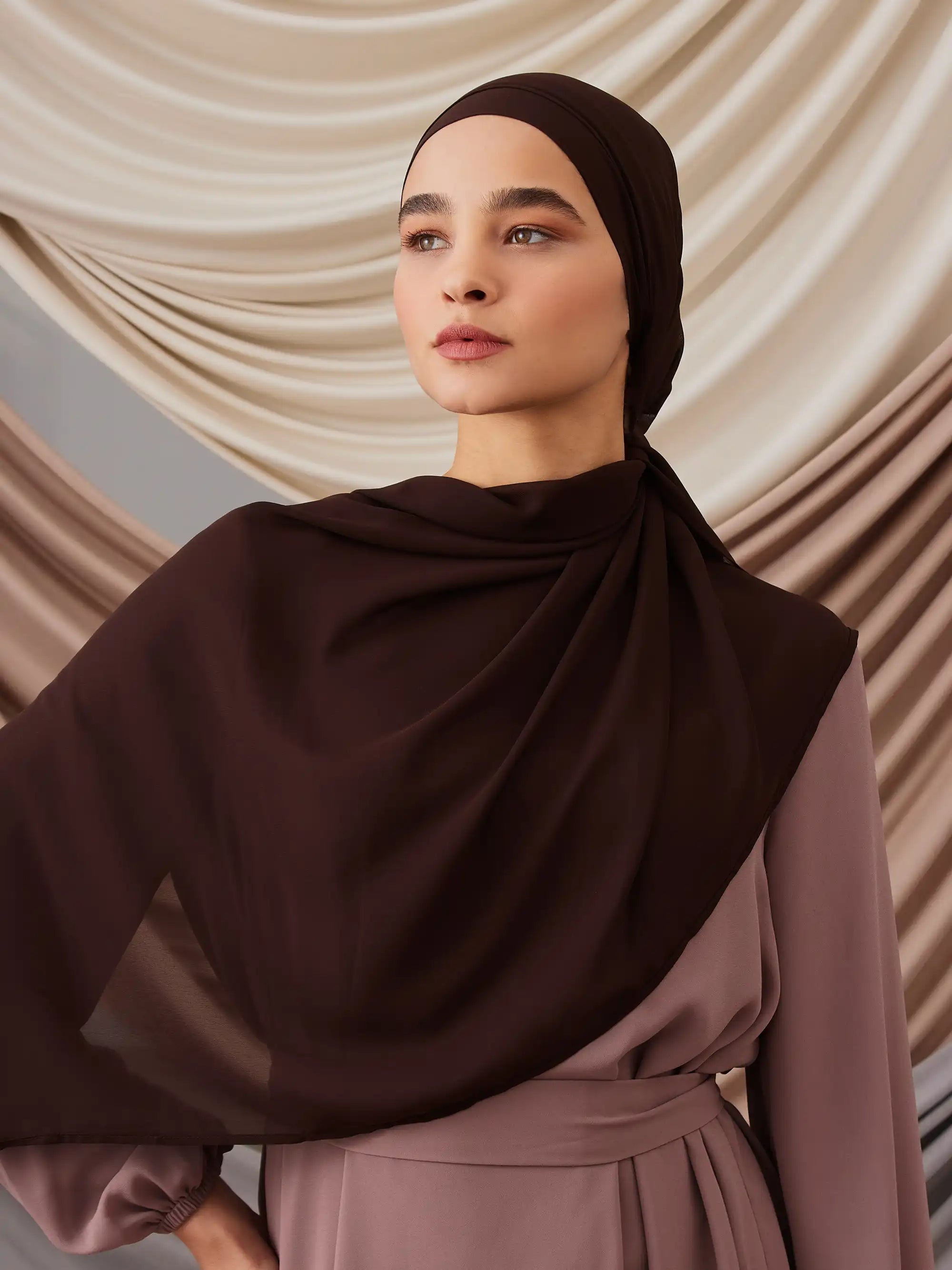 Instant Chiffon Hijab - Coffee Brown