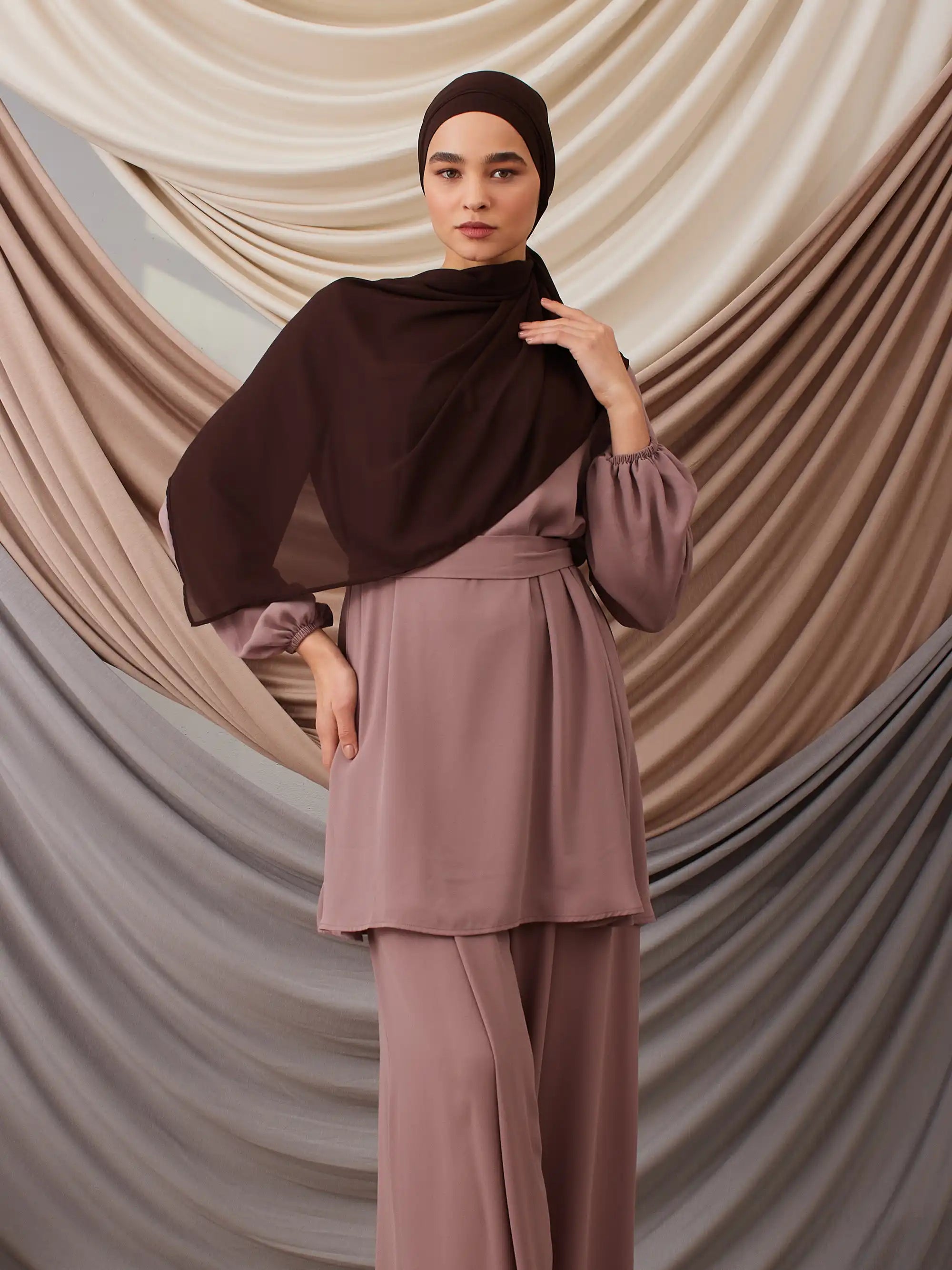 Instant Chiffon Hijab - Coffee Brown