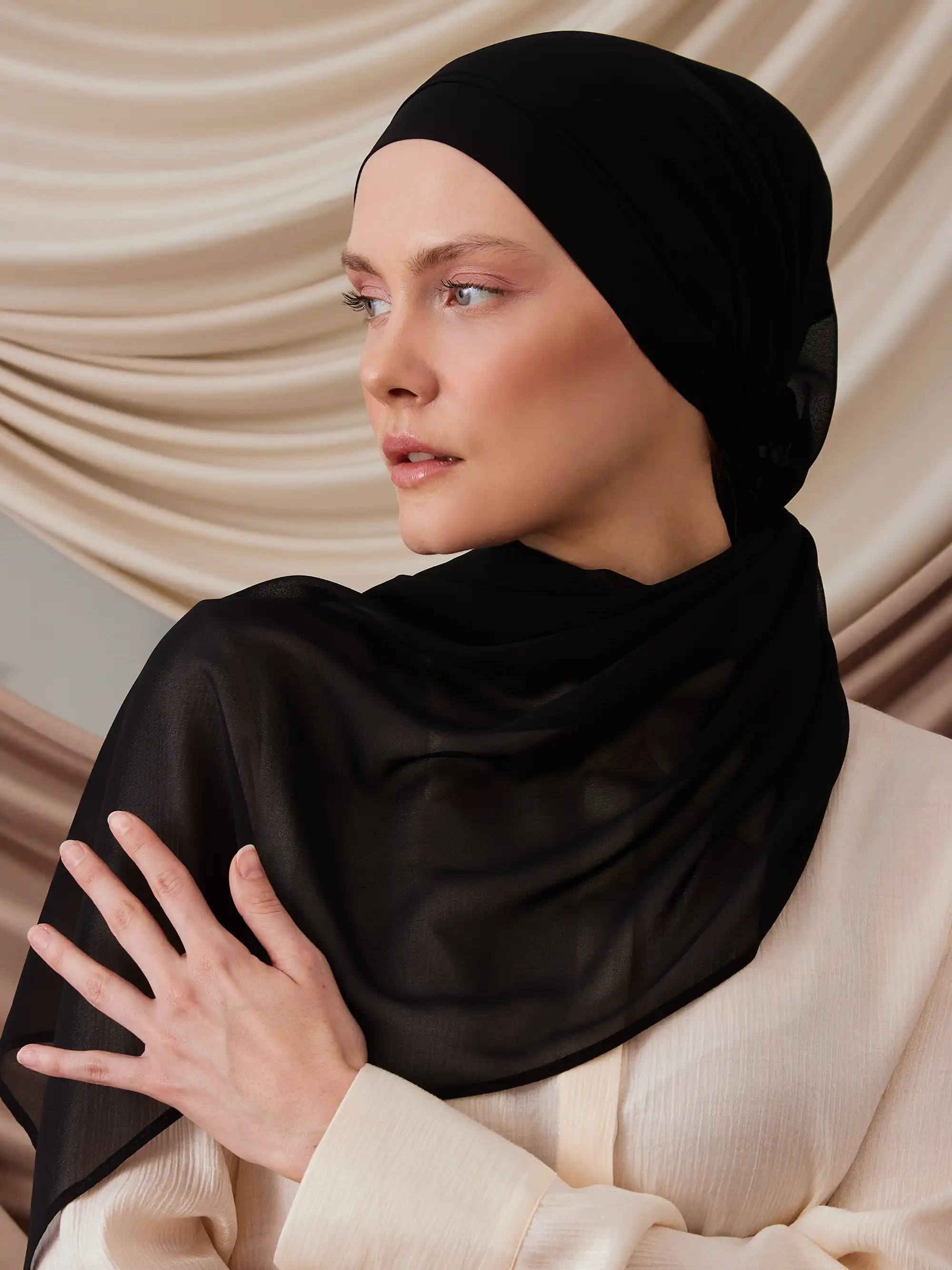 Instant Chiffon Hijab - Black
