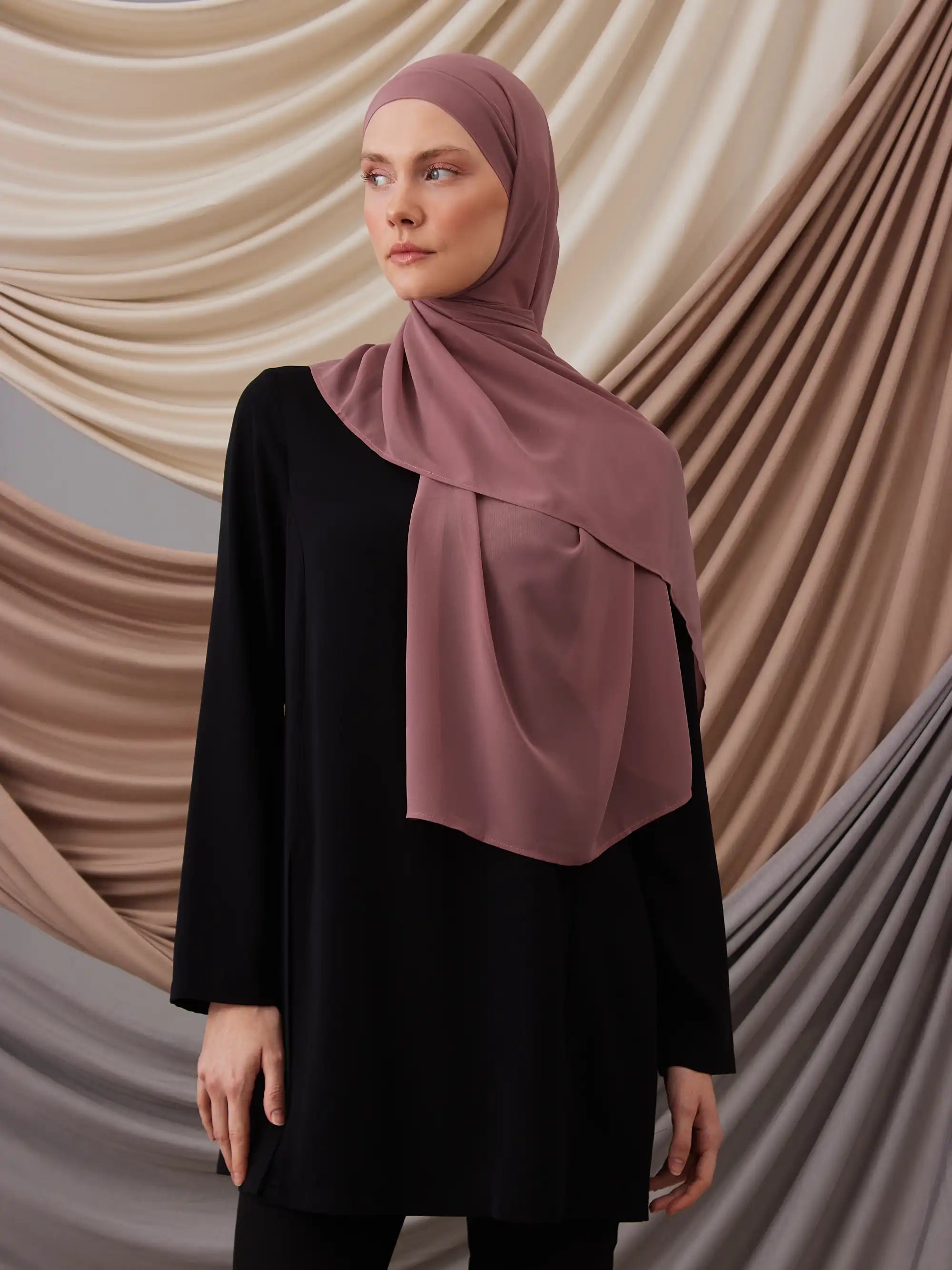 Instant Chiffon Hijab - Old Rose