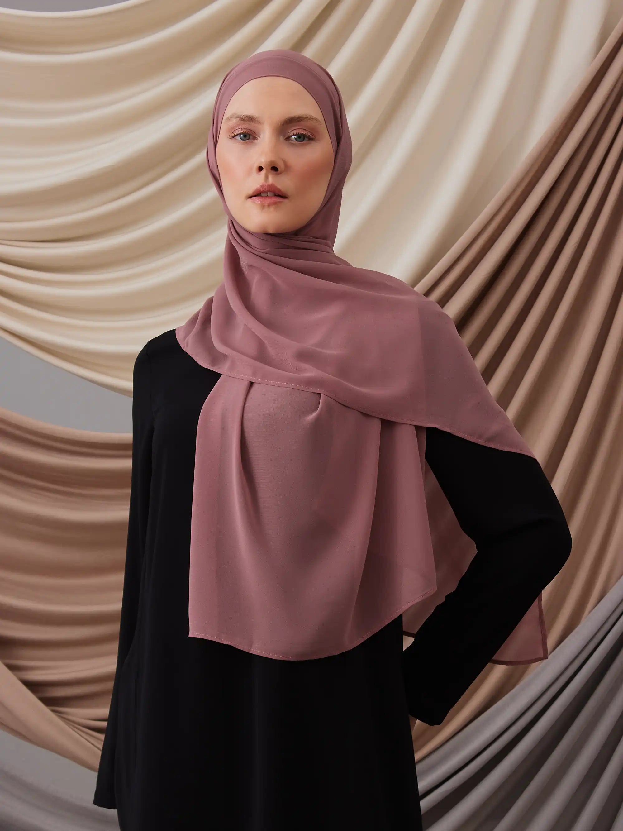 Instant Chiffon Hijab - Old Rose
