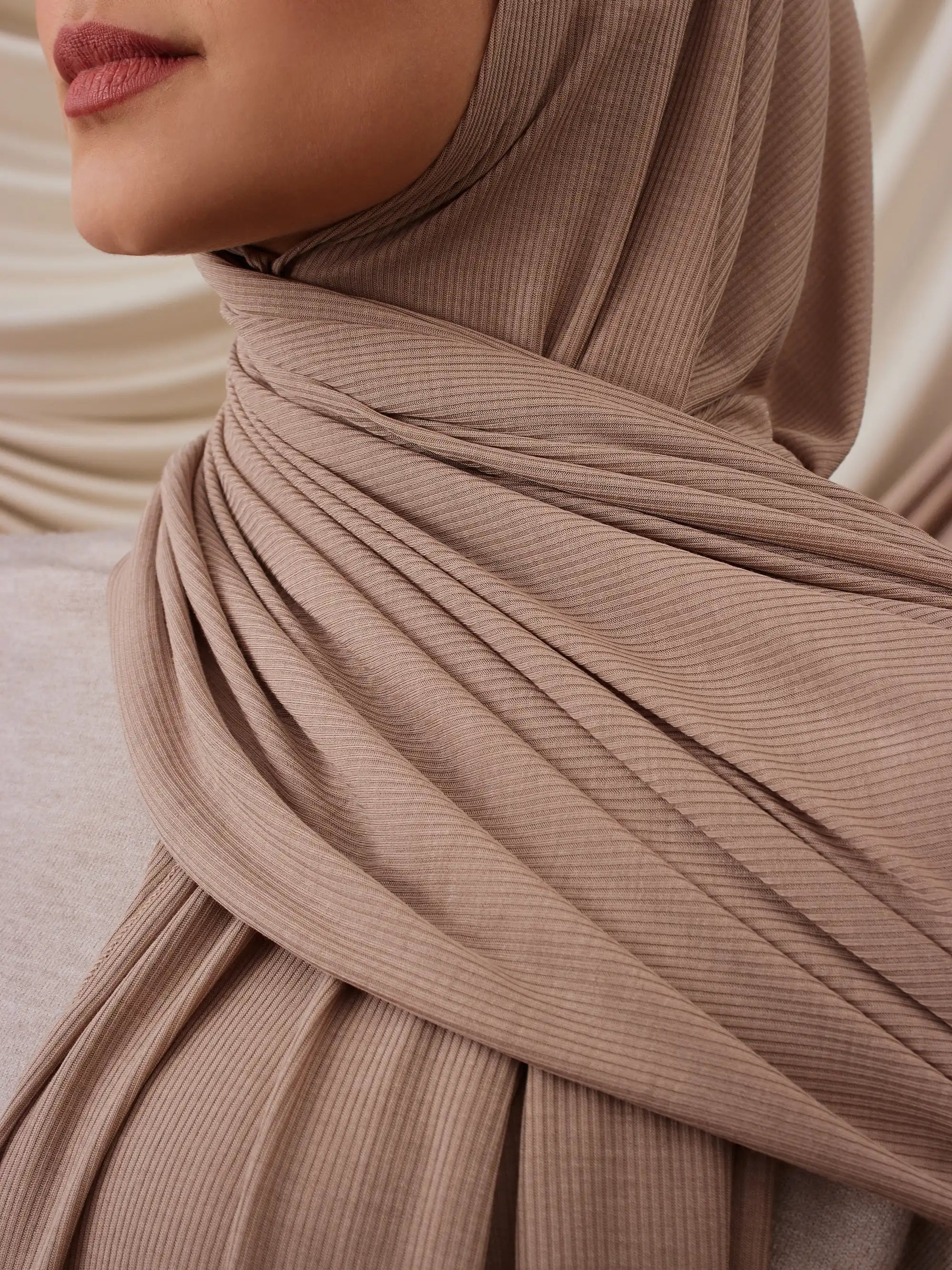 Ribbed Jersey Hijab - Warm Sand