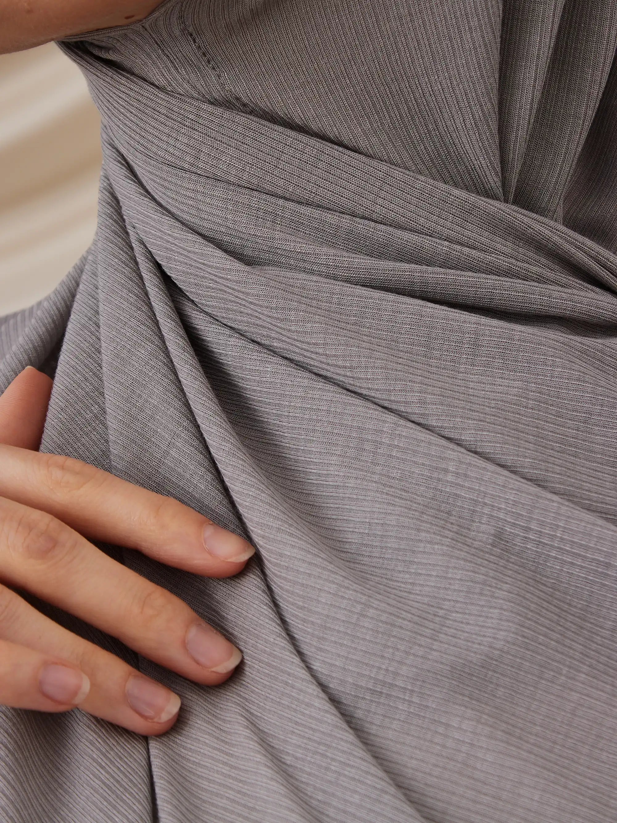 Instant Ribbed Jersey Hijab - Silver