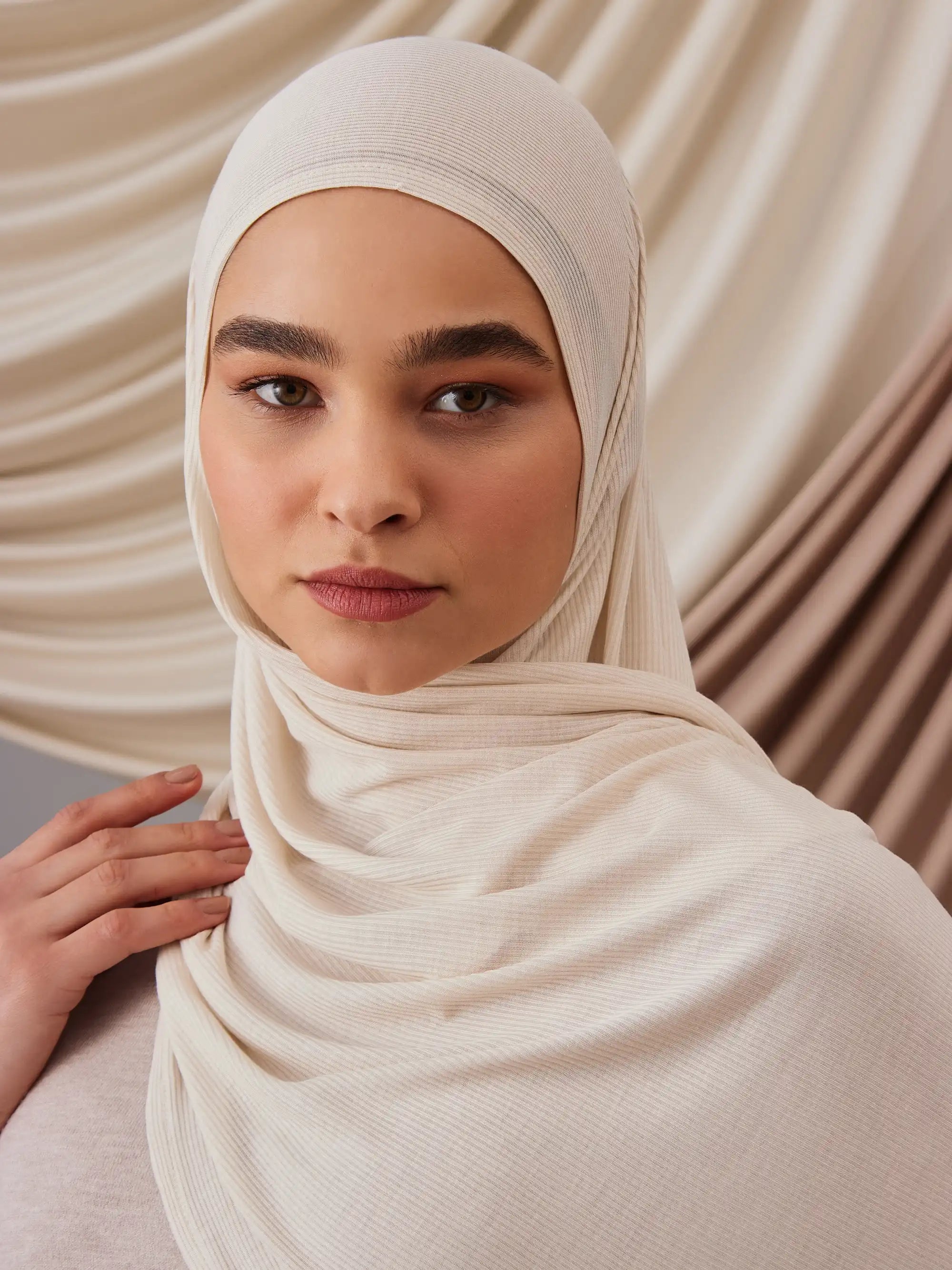 Instant Ribbed Jersey Hijab - Off White
